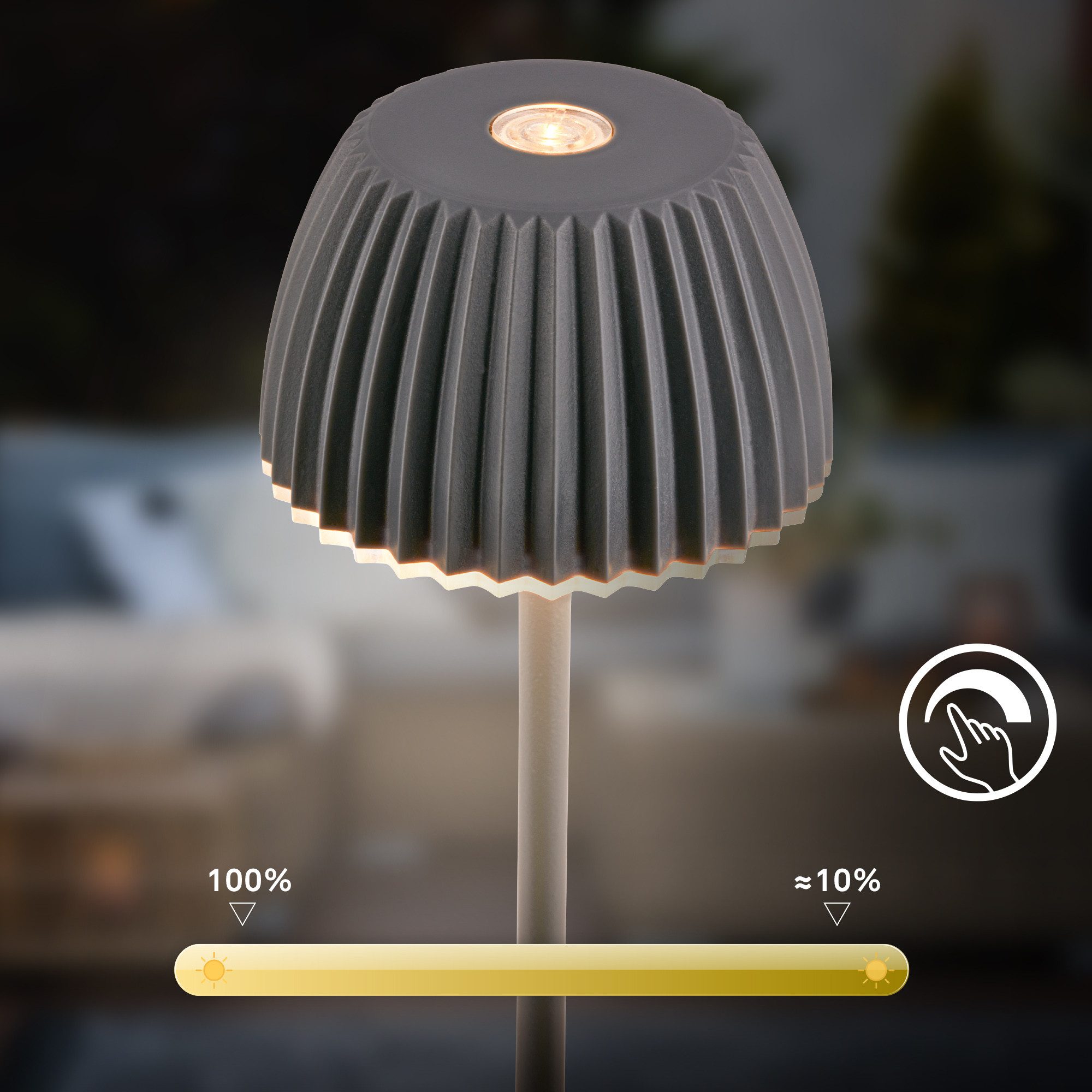 Briloner Leuchten LED Außen-Tischleuchte RIFFLE, LED wechselbar, Warmweiß, 6x78,5 cm, 2er-Set, Akku tauschbar, Outdoor, Balkon, Terrasse – Bild 5 von 5