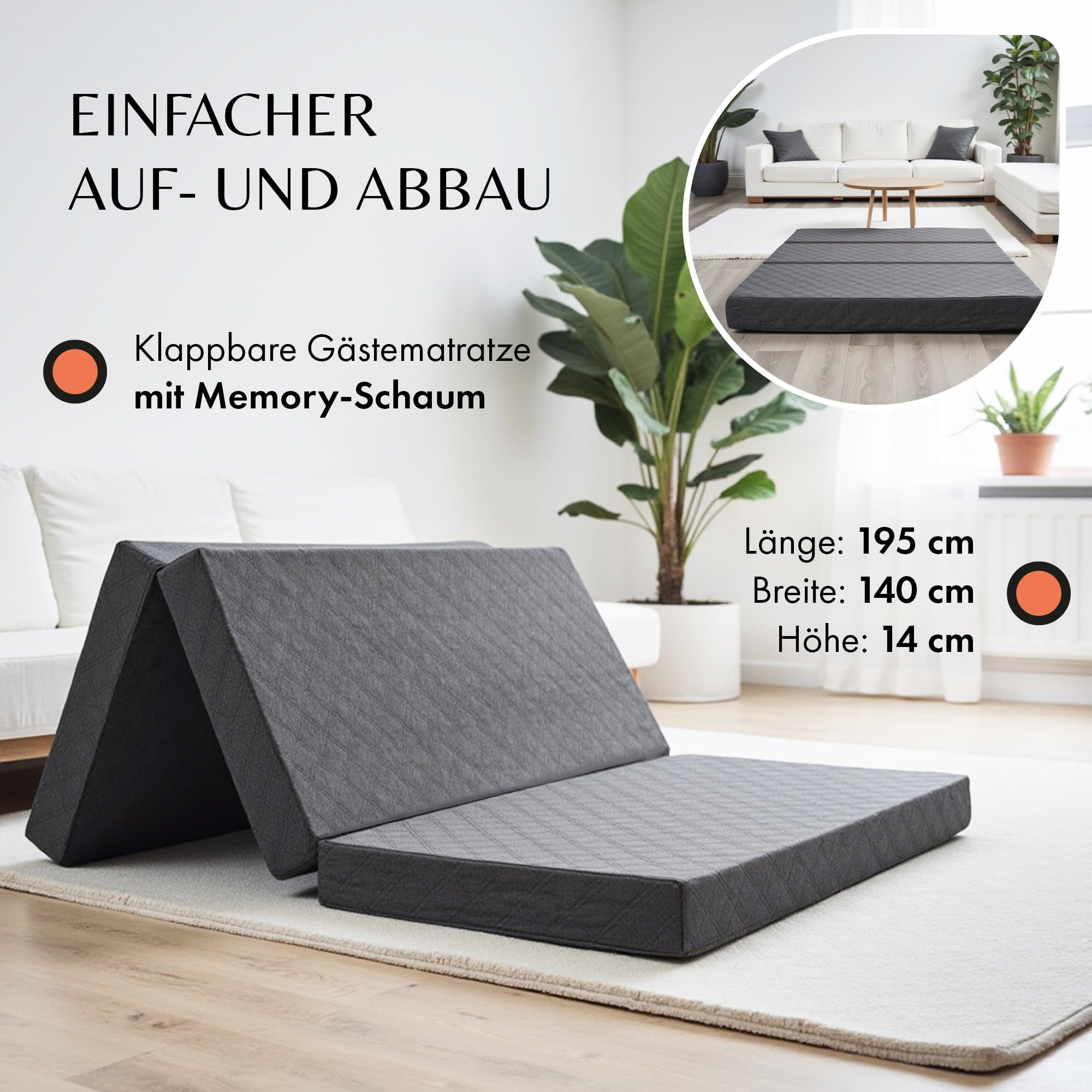 Klappmatratze Gästematratze klappbar 140 x 195 günstig online kaufen