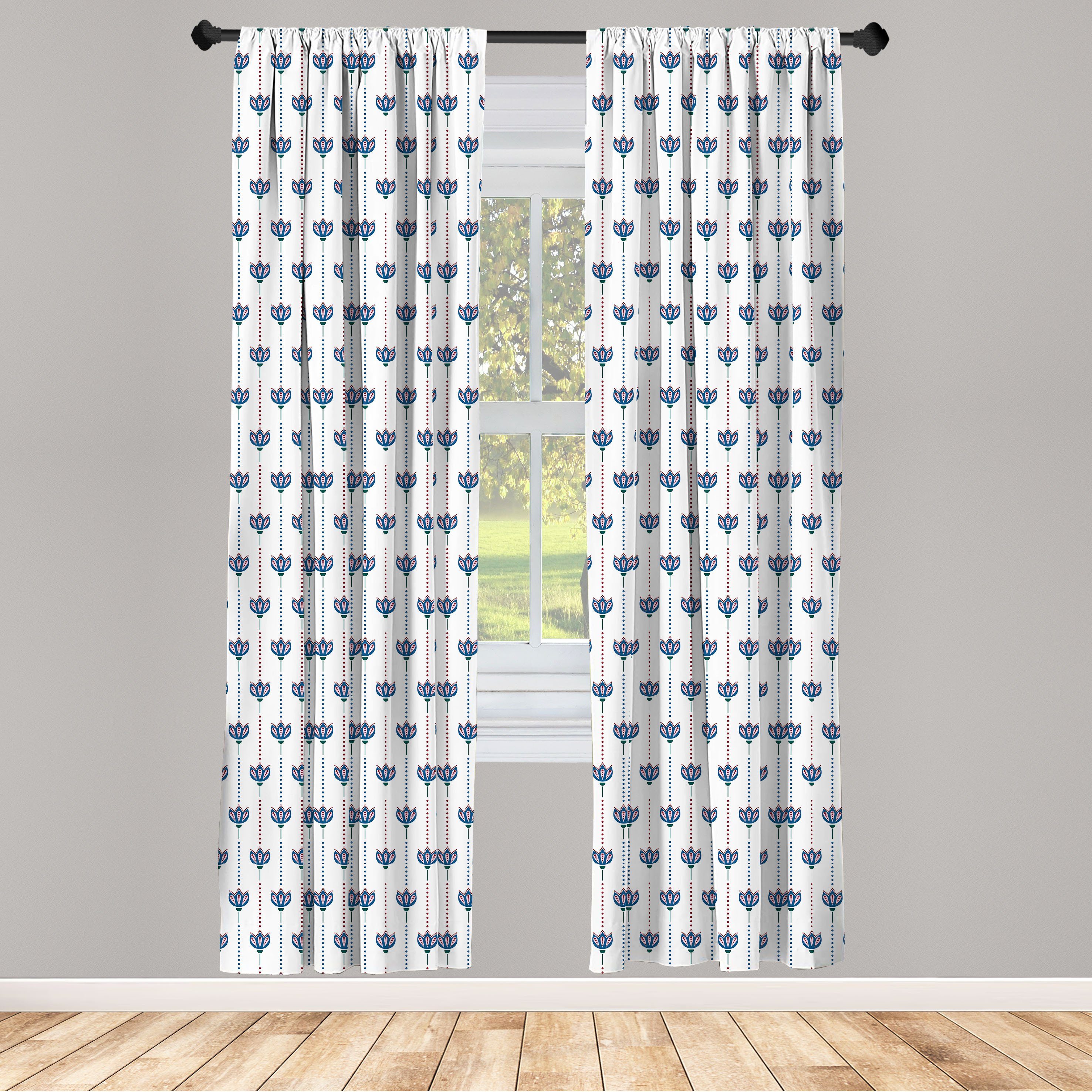 Gardine Vorhang für Wohnzimmer Schlafzimmer Dekor, Abakuhaus, Microfaser, orientalisch Tulip Blumen