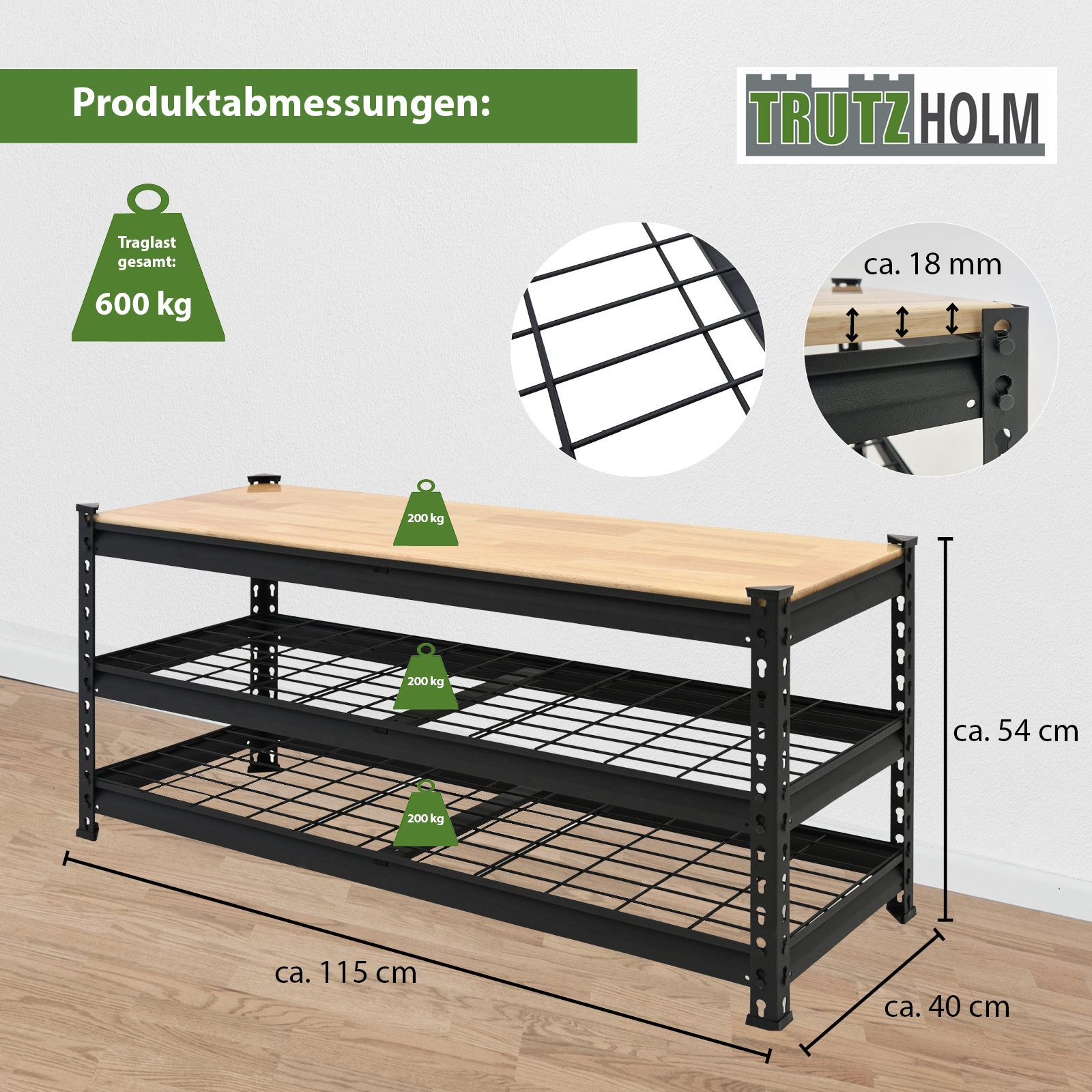 TRUTZHOLM Druckluftgeräte-Set Schuhablage Schuhständer Schuhschrank 3 Ebenen Metall Regal Schuhe, Komplett-Set