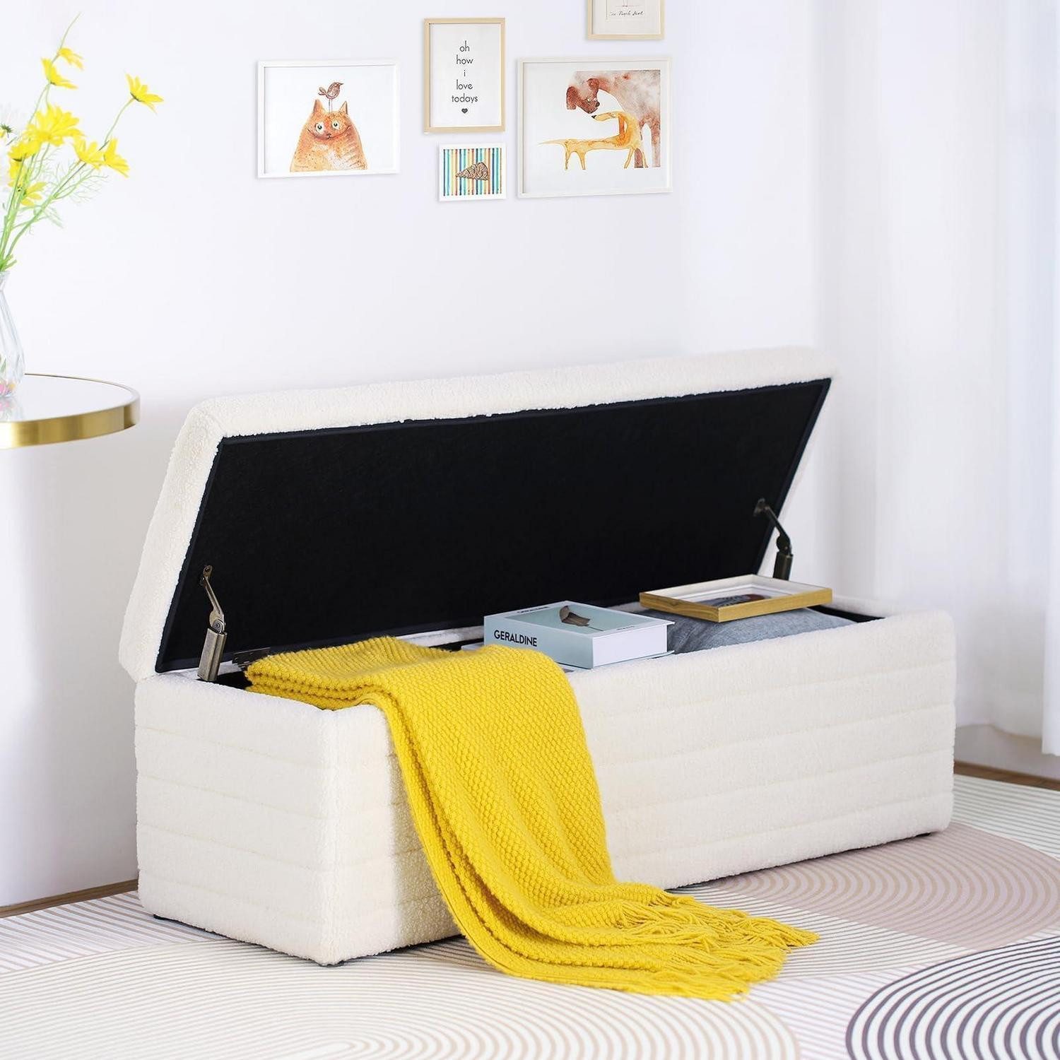 LuxusKollektion Sitztruhe Sitzbank mit Stauraum Teddy 118cm