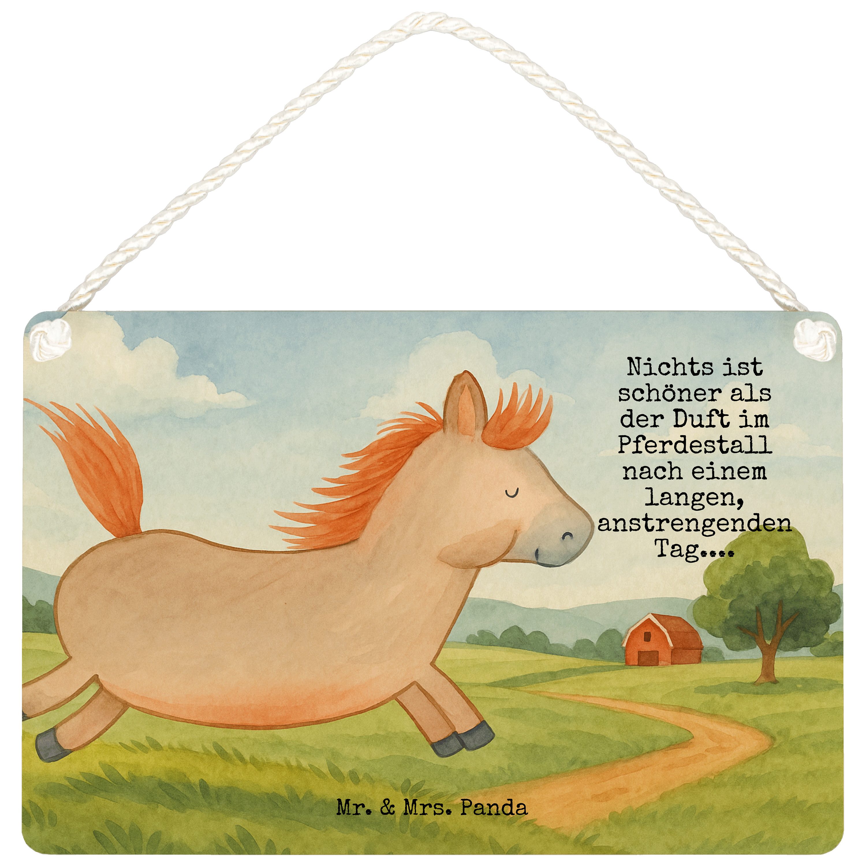 Mr. & Mrs. Panda Hinweisschild Pferd Springen Design, wandtafel DIN A4, Weiß, Pony, Stall, Reiten, T, (Packung), Türschild kleine aufmerksamkeit Ausreiten