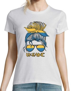 Youth Designz T-Shirt Ukraine Flagge Damen Shirt mit trendigem Logo Aufdruck