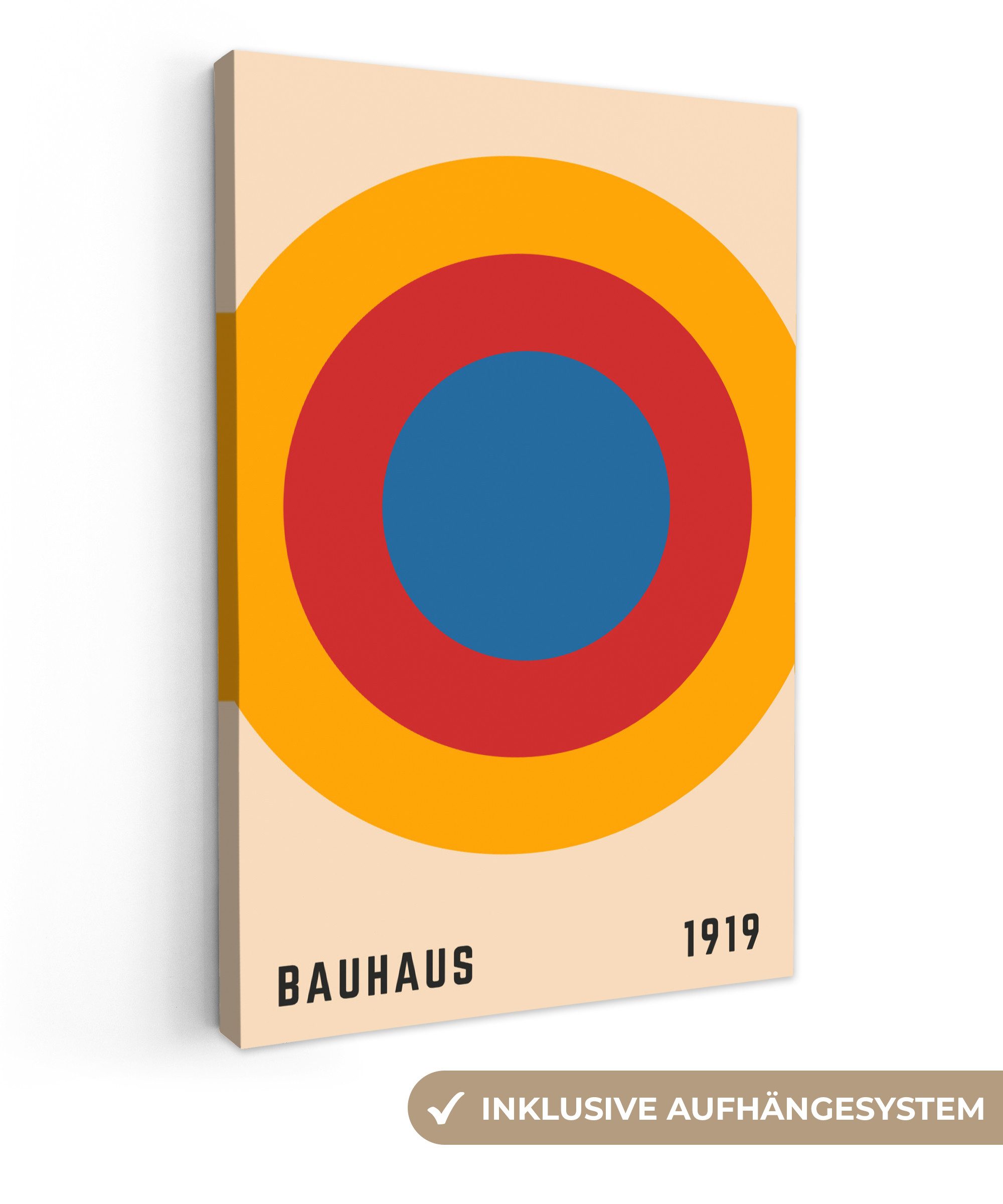 OneMillionCanvasses® Leinwandbild Bauhaus - Abstrakt - Vintage - Kunst - Kunst, Bunt - Jahrgang (1 St), Leinwand Wandbild, Wanddekoration 20x30 cm