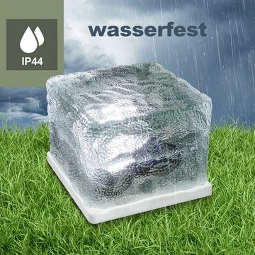 EAXUS LED Solarleuchte LED Eiswürfel Solar Cube Deko, LED fest integriert, Kaltweiß, Mit Dämmerungssensor, tolle Dekoration