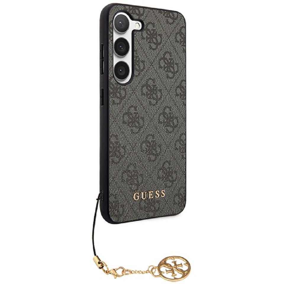Guess Handyhülle Case Galaxy S24 Plus Kunstleder grau Kette goldfarben 6,7 Zoll, Kantenschutz – Bild 4 von 5