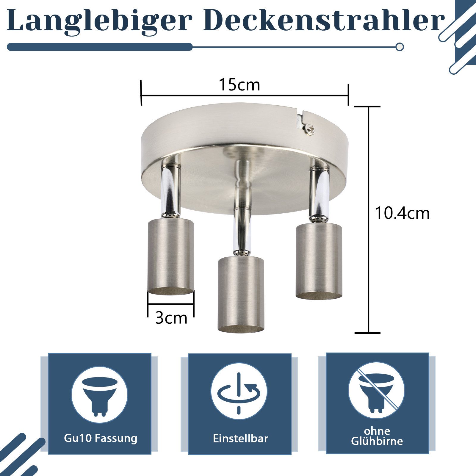 ZMH Deckenstrahler 2/3 Flammig 90° neigbar günstig online kaufen