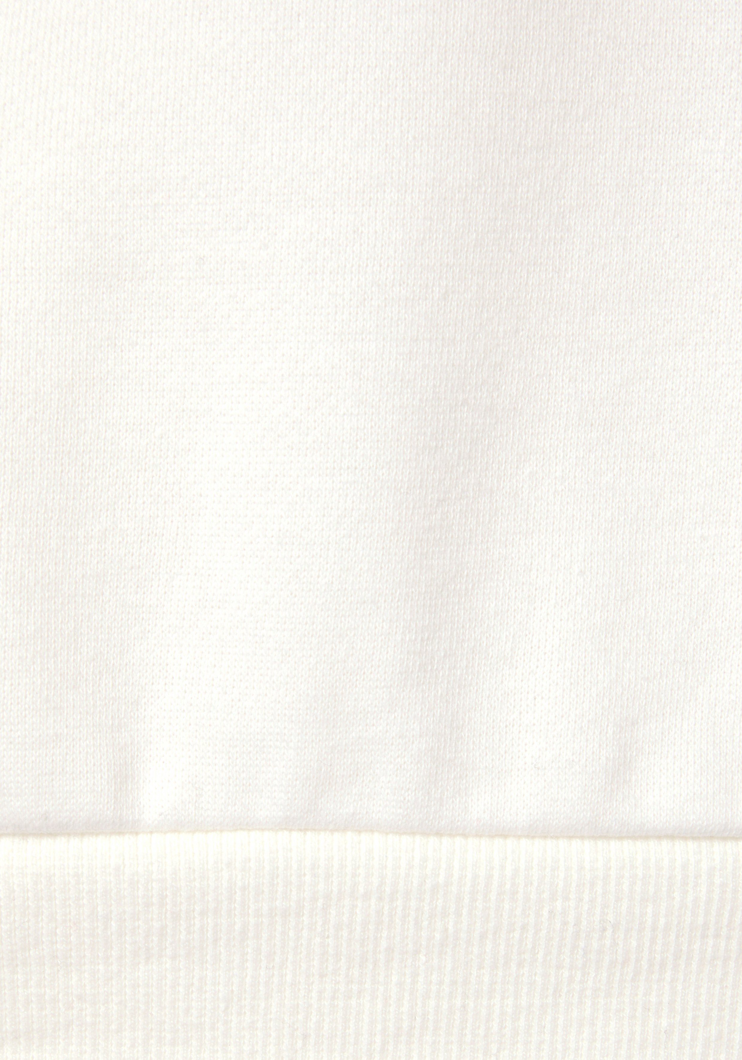 Loungewear, glänzendem -Loungeshirt Sweatshirt Bench. mit Loungeanzug weiß Logodruck, Loungewear