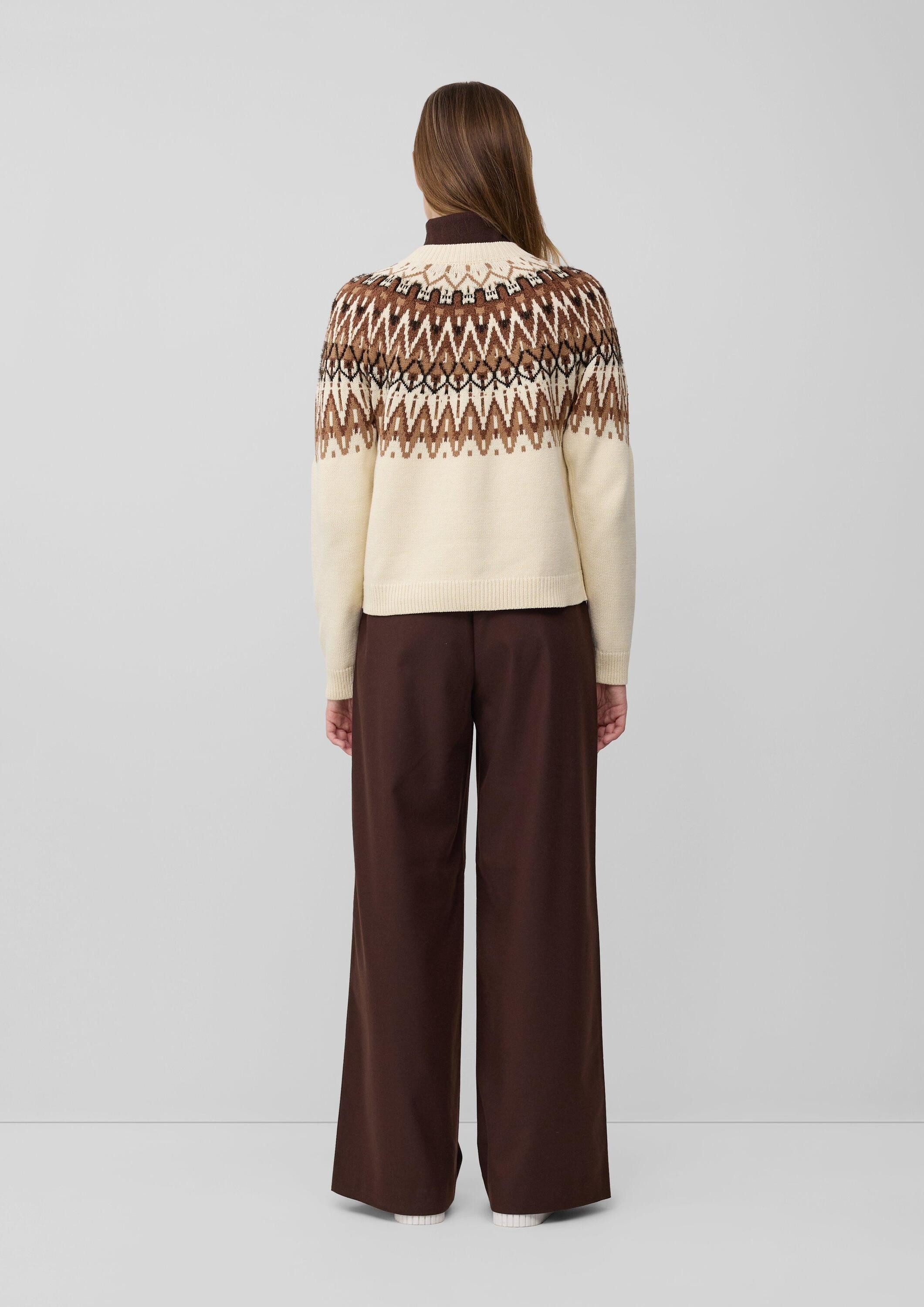 s.Oliver Longpullover Strickpullover Strickpullover mit Jacquard-Muster
