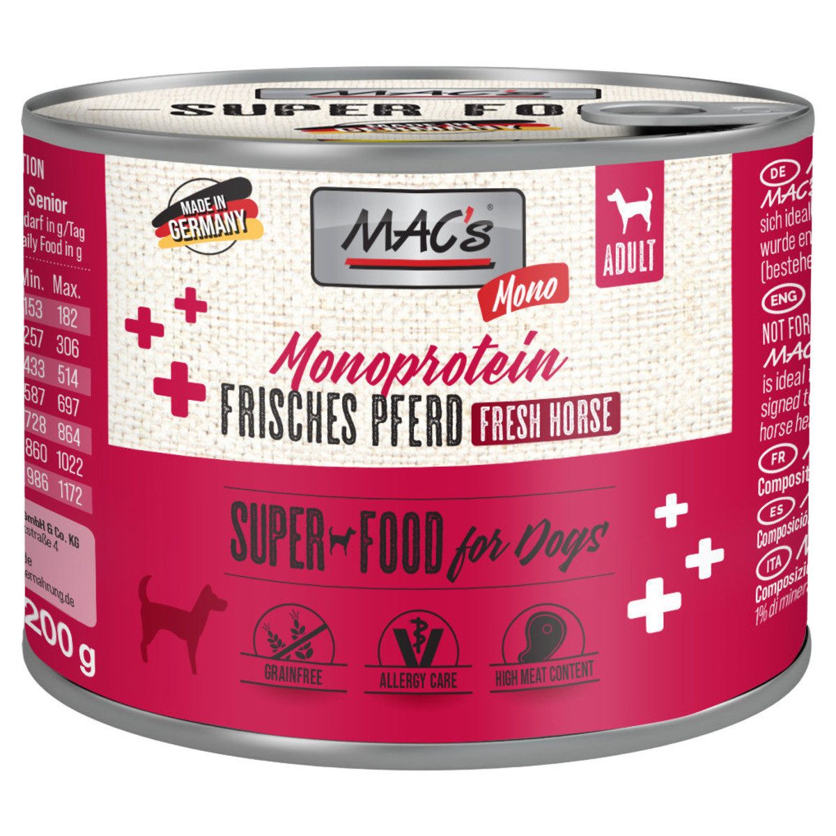 MAC'S Mono Sensitive Pferd Pur 200 g - 6 Stück, Nassfutter für: Hund