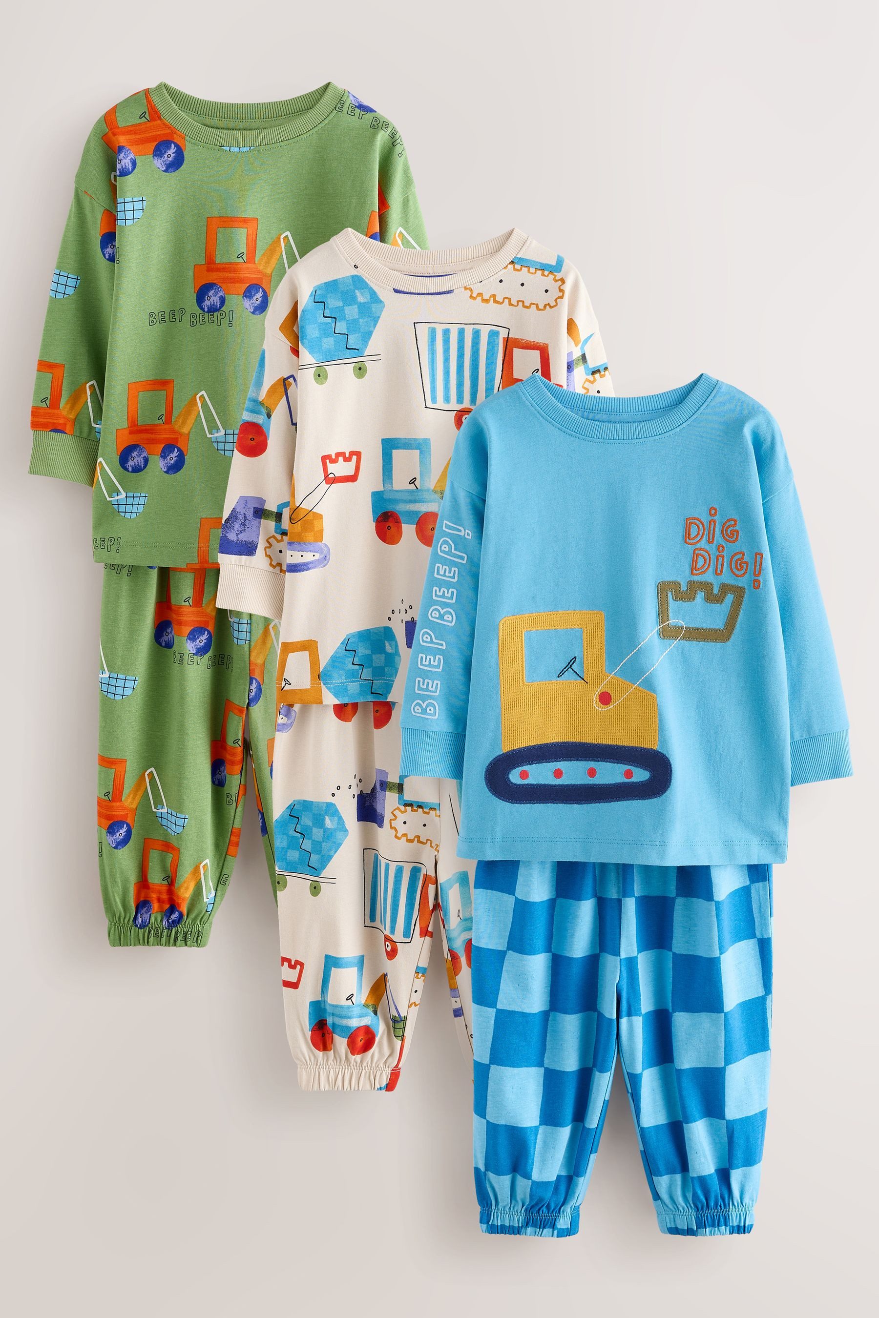 Next Pyjama Schlafanzüge im Oversized Fit, 3er-Pack (6 tlg)