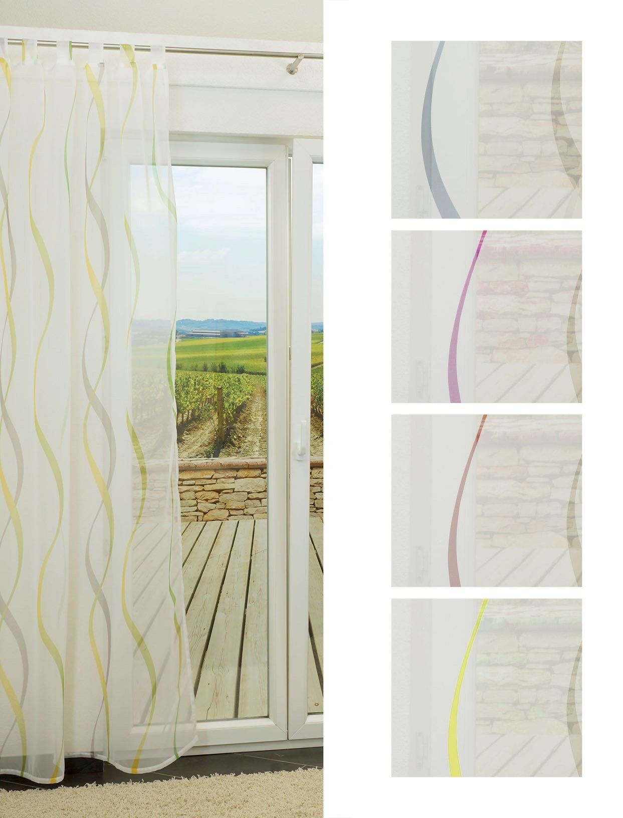 Vorhang Helix, LYSEL®, (1 St), transparent, HxB 245x140cm gelbgrün