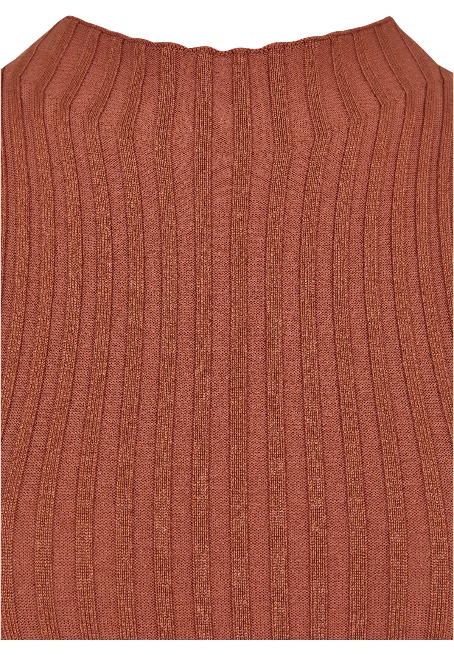 Damen Ladies Sleevless terracotta T-Shirt URBAN Body CLASSICS (1-tlg) Knit Rib