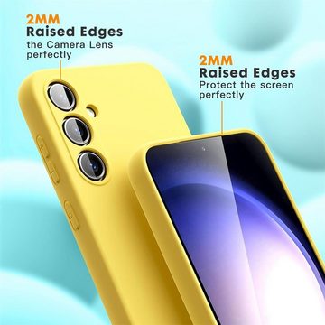 CoolGadget Handyhülle Gelb als 2in1 Schutz Cover Set für das Samsung Galaxy S23 FE 6,4 Zoll, 2x Glas Display Schutz Folie + 1x TPU Case Hülle für Galaxy S23 FE