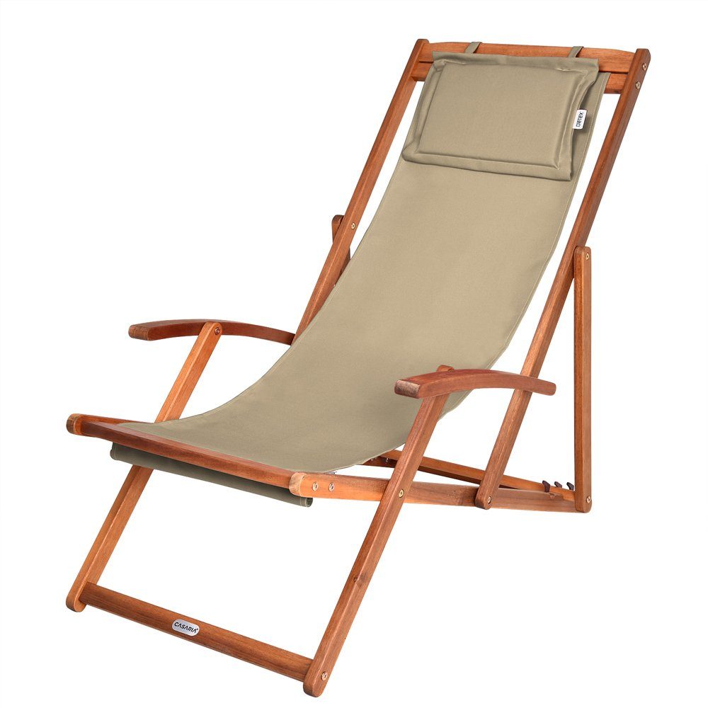 Casaria Gartenliege Beige, 160kg Belastbarkeit, Armlehnen, günstig online kaufen