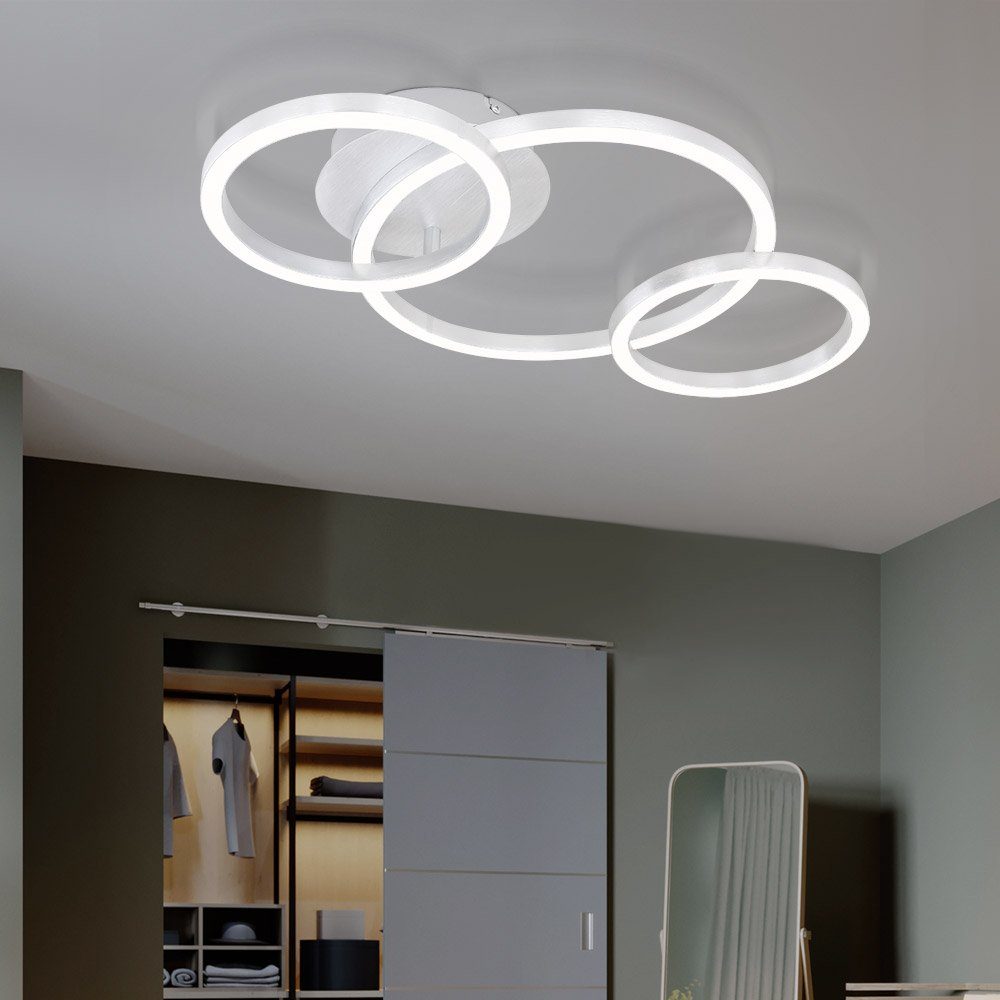 3 fest Wohnzimmerlampe, Deckenleuchte Warmweiß, LED etc-shop Deckenleuchte, verbaut, Design LED-Leuchtmittel Deckenlampe Ringe