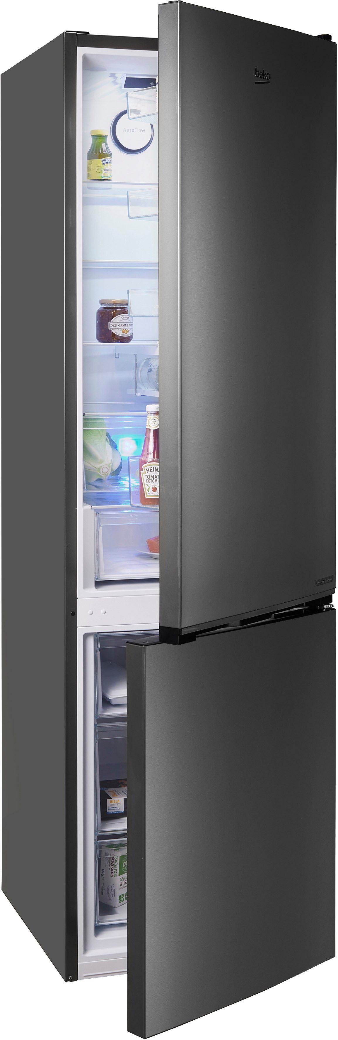BEKO Kühl-/Gefrierkombination B7RCNA408HG 7524820051, 203,5 cm hoch, 59,5 cm breit, HarvestFresh & ProSmart – Vitamine länger erhalten, leise & effizient