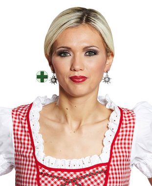 Karneval-Klamotten Trachten-Kostüm Oktoberfest Halskette und Ohrringe Edelweißblüten, Accessoires für Oktoberfest Bayer Tiroler Party Bierfeste