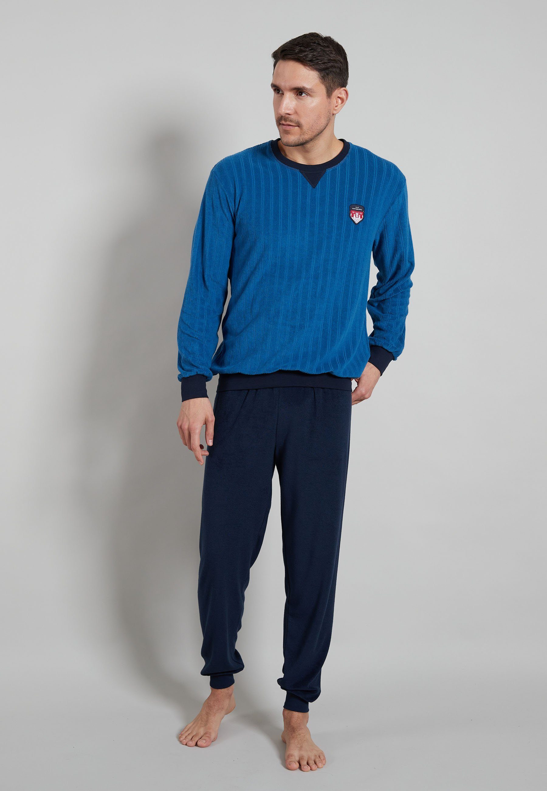 GÖTZBURG Pyjama GÖTZBURG Herren Pyjama blau längsgestreift (1 tlg) günstig online kaufen