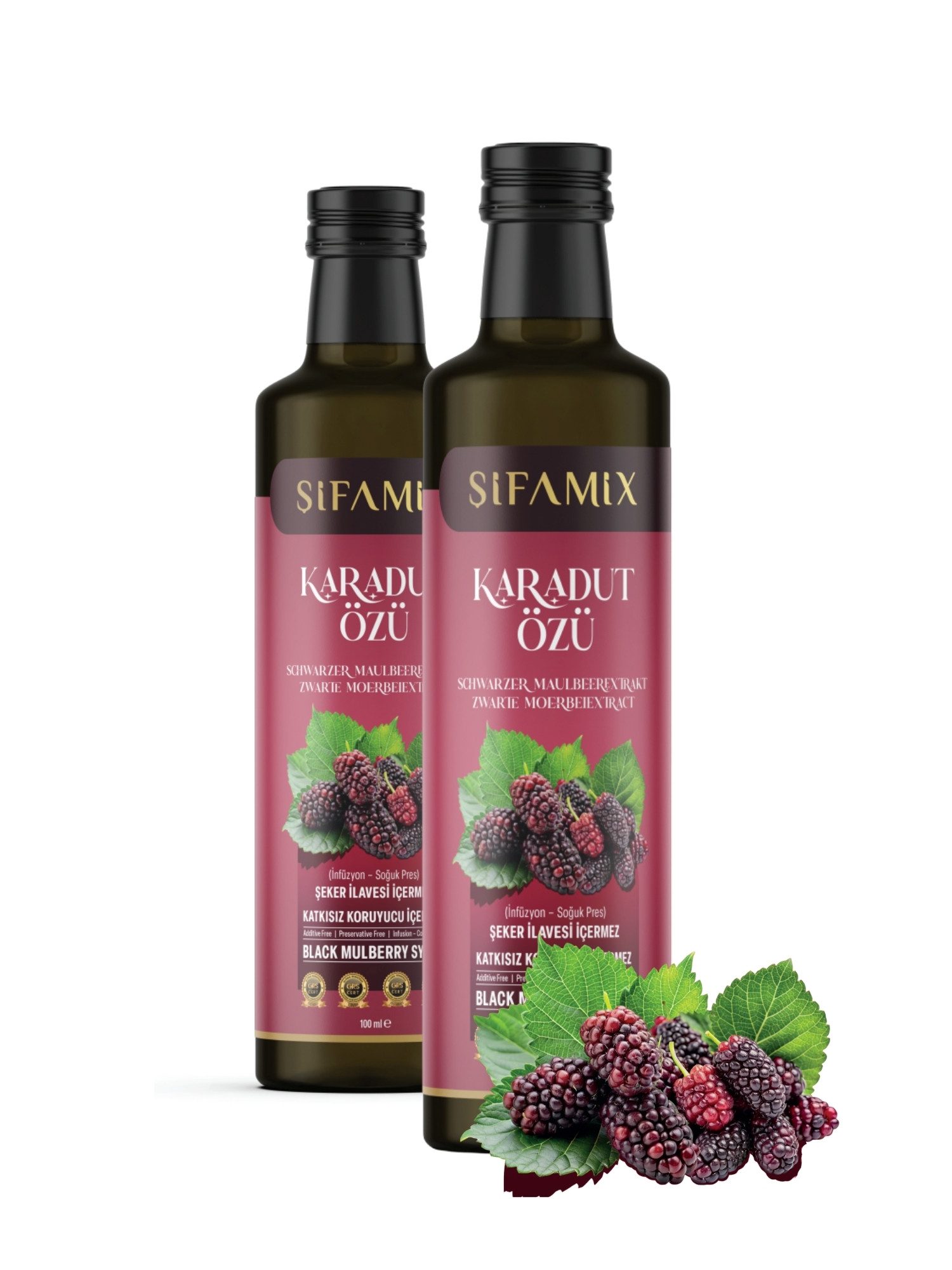 ADELSHOP Sirup SiFAMiX Schwarzer Maulbeerextrakt 100ml – Ohne Zucker & Kaltgepresst
