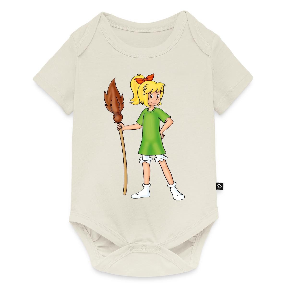Spreadshirt Kurzarmbody Bibi Blocksberg Mit Ihrem Besen Kartoffelbrei Kurzarm Tages Baby Body (1-tlg)