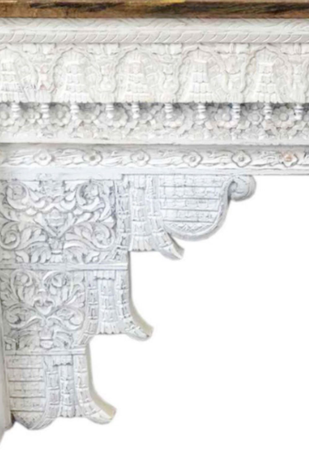 Marrakesch Orient & Mediterran Interior Konsolentisch Orientalische Konsole Hadidza edel aus Mangoholz in Weiß-Braun 150 cm (1-St), Handarbeit