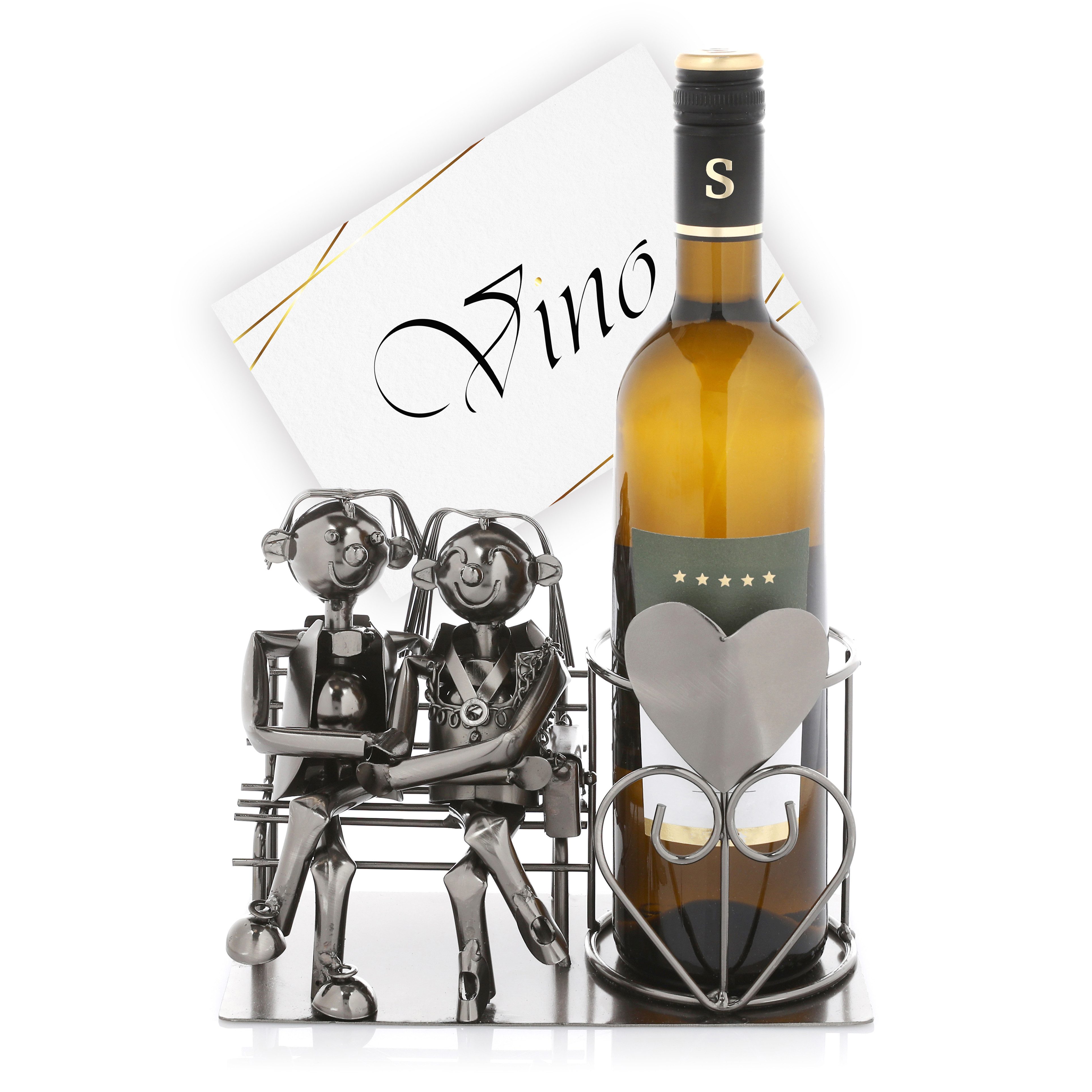 Nordstern Weinflaschenhalter Liebespaar Metall, (1-St), Geschenk zur Hochzeit, Silberhochzeit oder Goldhochzeit