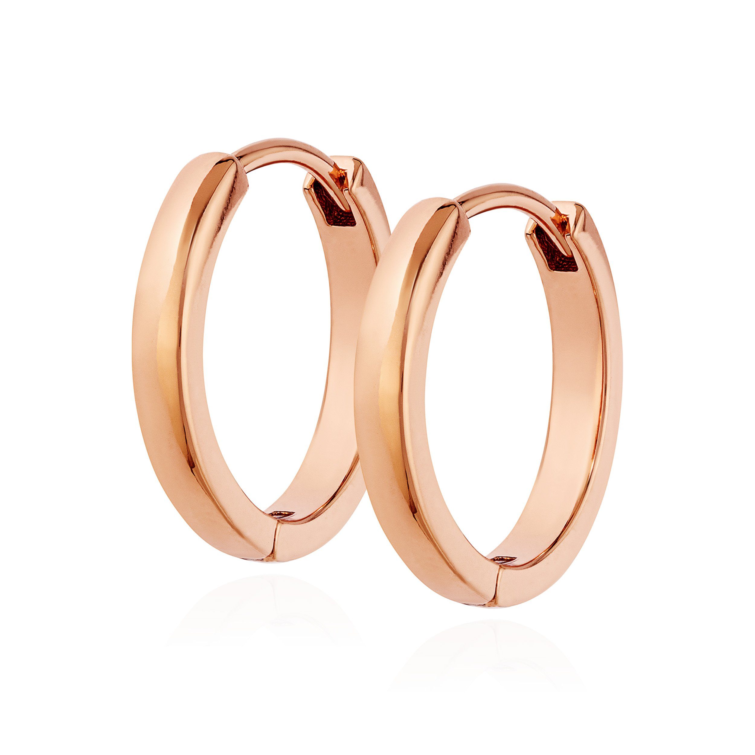 NKlaus Klappcreolen Paar Klappcreolen 925 Silber Rose vergoldet hochglanz 15mm Creolen Ohr