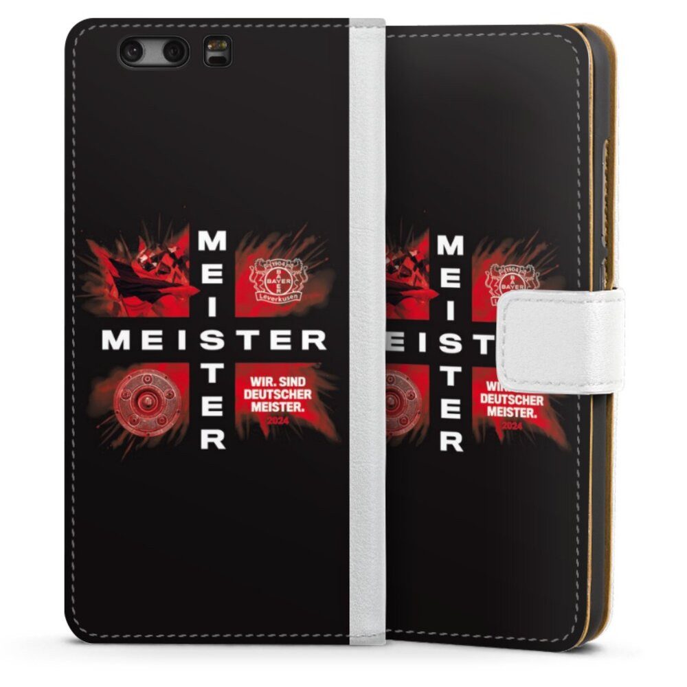 DeinDesign Handyhülle Bayer 04 Leverkusen Meister Offizielles Lizenzprodukt, Huawei P10 Hülle Handy Flip Case Wallet Cover Handytasche Leder