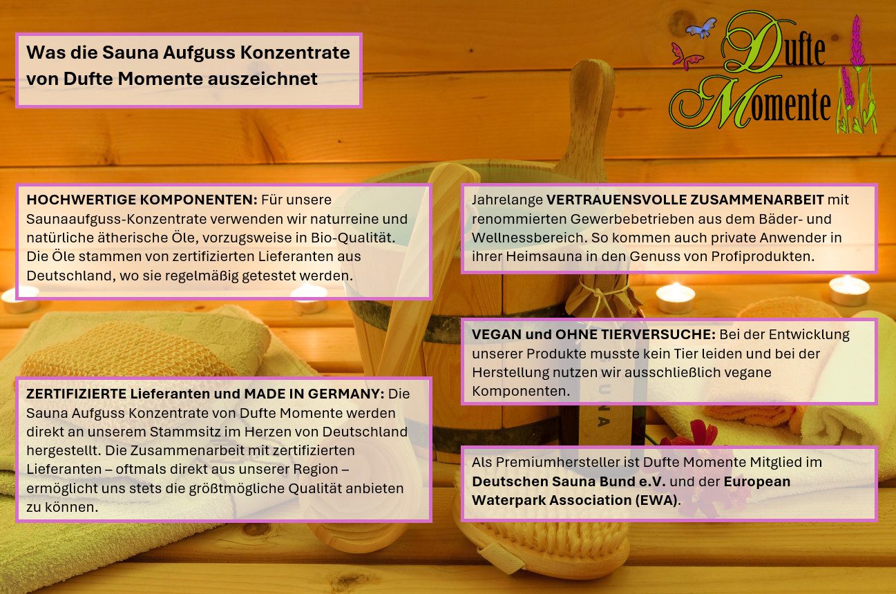 Dufte Momente Sauna-Aufgussset Tunesisches Lemongras 500ml (1-tlg) naturreine ätherische Öle, vegan, ohne Tierversuche