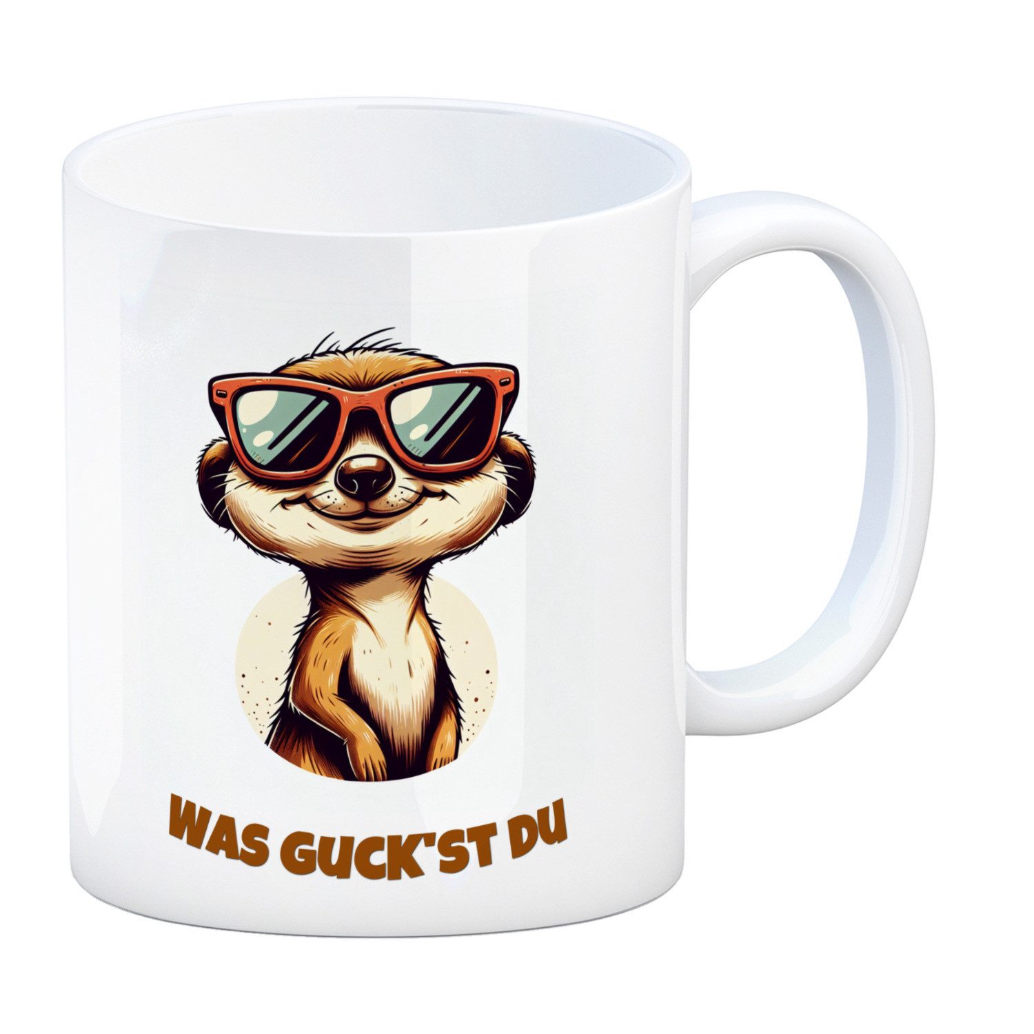 Tasse Erdmännchen Geschenke Kaffeebecher mit Spruch Was guckst du