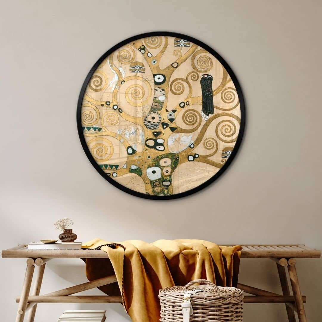 K&L Wall Art Poster Wandbild Poster Rund abstrakt Klimt Baum des Lebens Gold Lebensbaum, Wohnzimmer Kunstdruck klassisch, moderne Wandbilder fürs Wohnzimmer Wandposter inspirierende Boho Deko