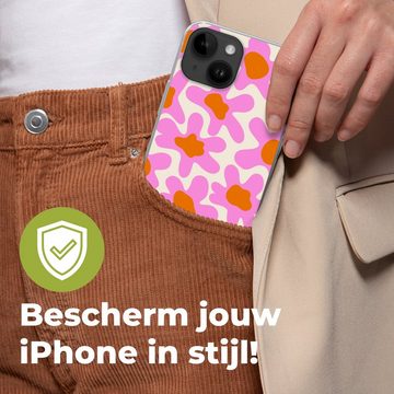 MuchoWow Handyhülle Blume - Rosa - Muster, Handyhülle Telefonhülle Apple iPhone 14