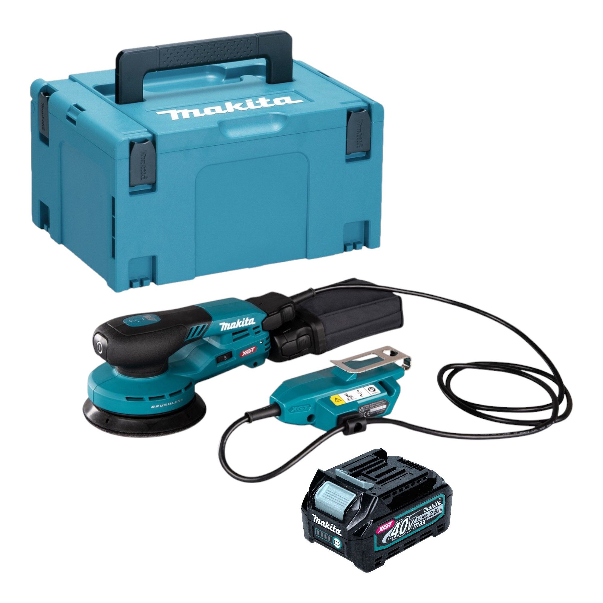 Makita Akku-Exzenterschleifer BO 001 CGD101 40 V max. 125 mm 5,0 mm Hub Brushless + 1x Akku 2,5 Ah