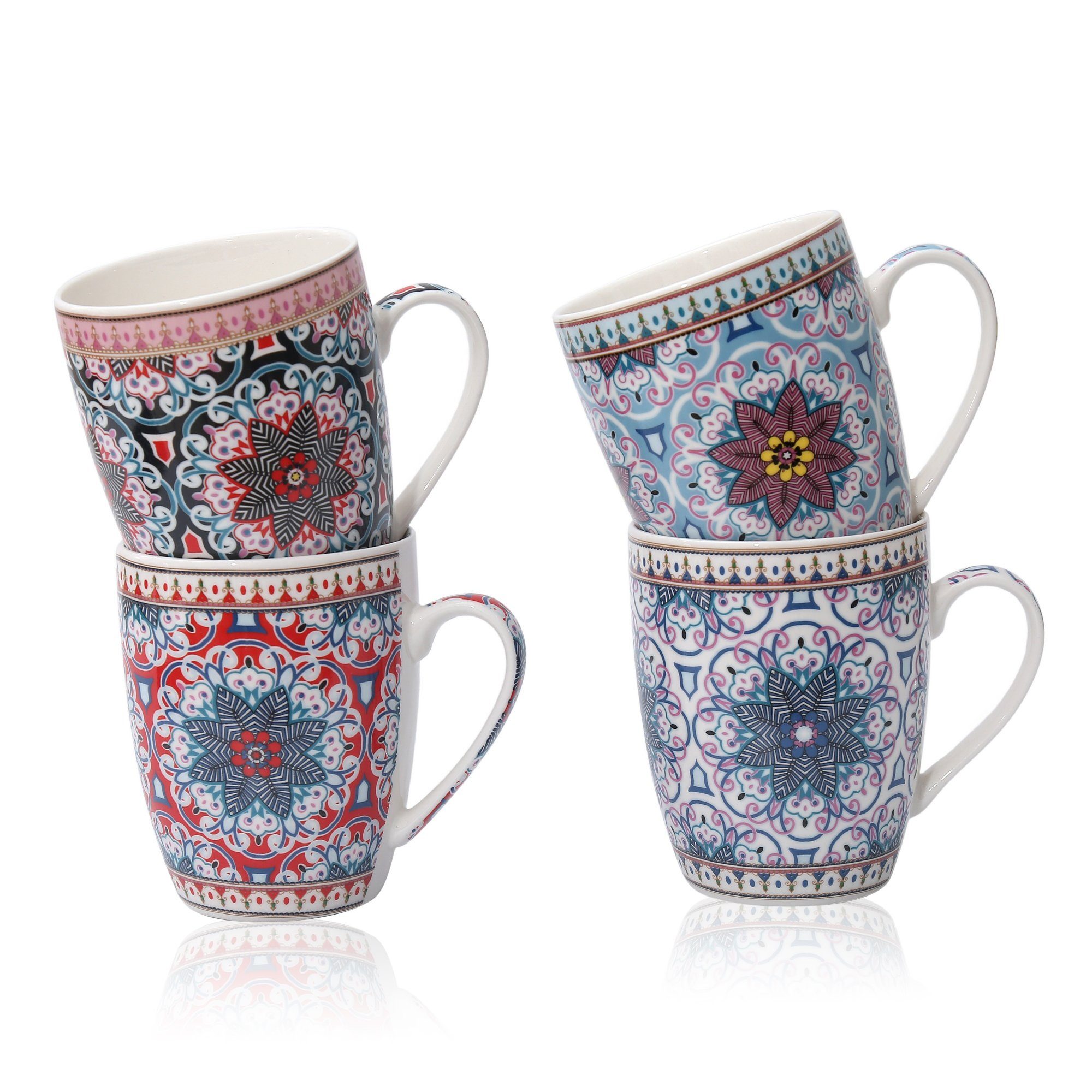 Flanacom Tasse - Design orientalisches Druck, 3 Boho Design Keramikim Keramik, Design feiner Kaffeetasse