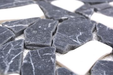 Mosani Mosaikfliesen Mosaik Bruch Marmor Naturstein weiß schwarz anthrazit Küche Bad