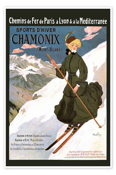 Posterlounge Poster Vintage Ski Collection, Abel Faivre Sports D'Hiver Chamonix, Vintage Illustration