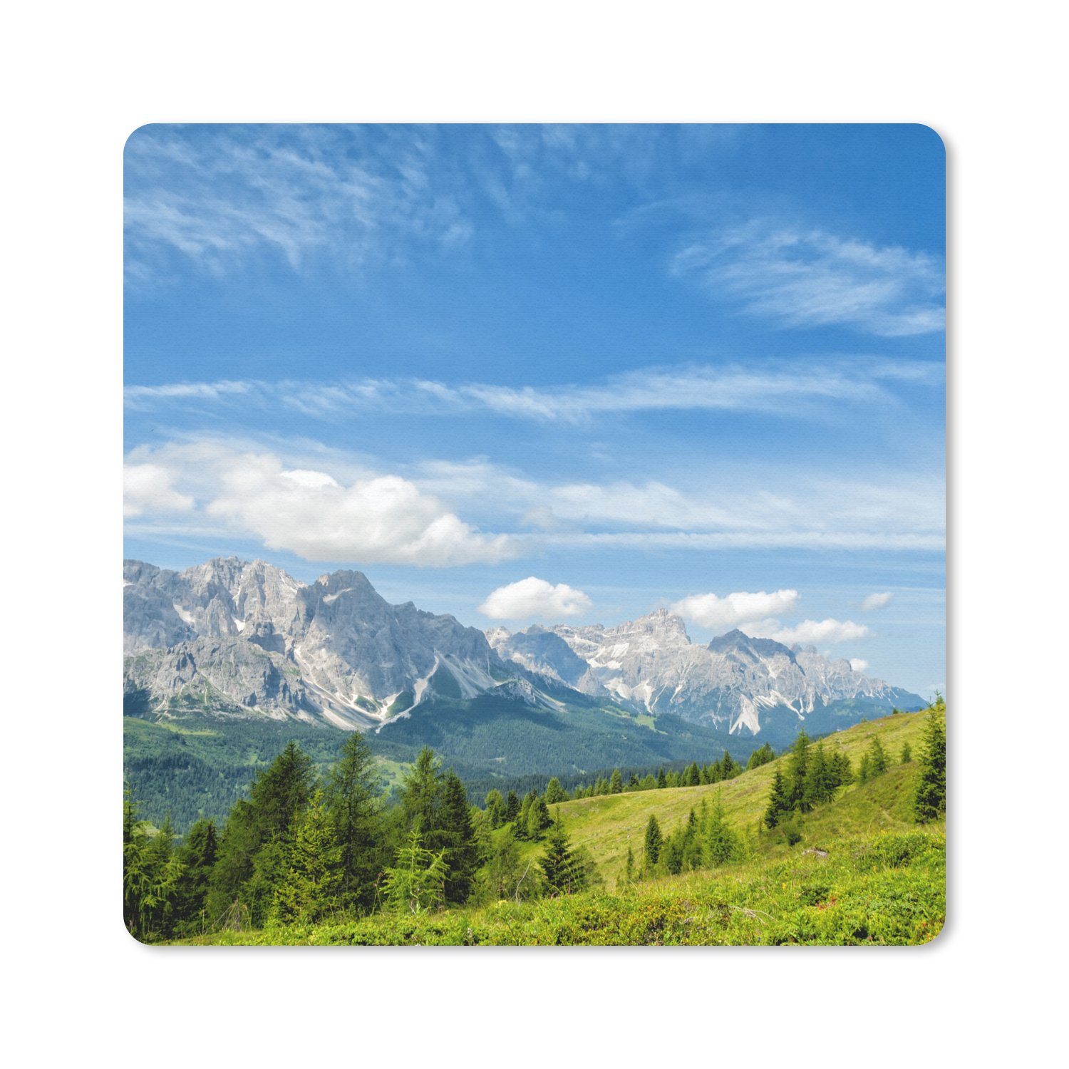 MuchoWow Mauspad Alpen - Berge - Gras (1-St), Mousepad, Schreibtisch Zubehör, Deko, 20x20 cm