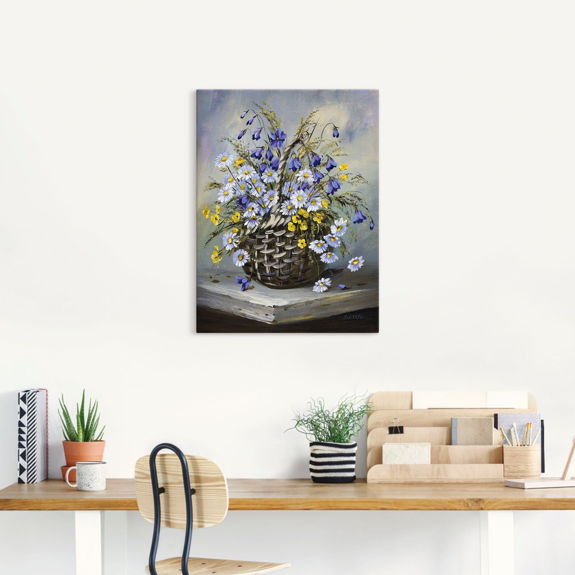 Artland Wandbild Bunter Korb, Blumen (1 St), als Leinwandbild, Poster in verschied. Größen