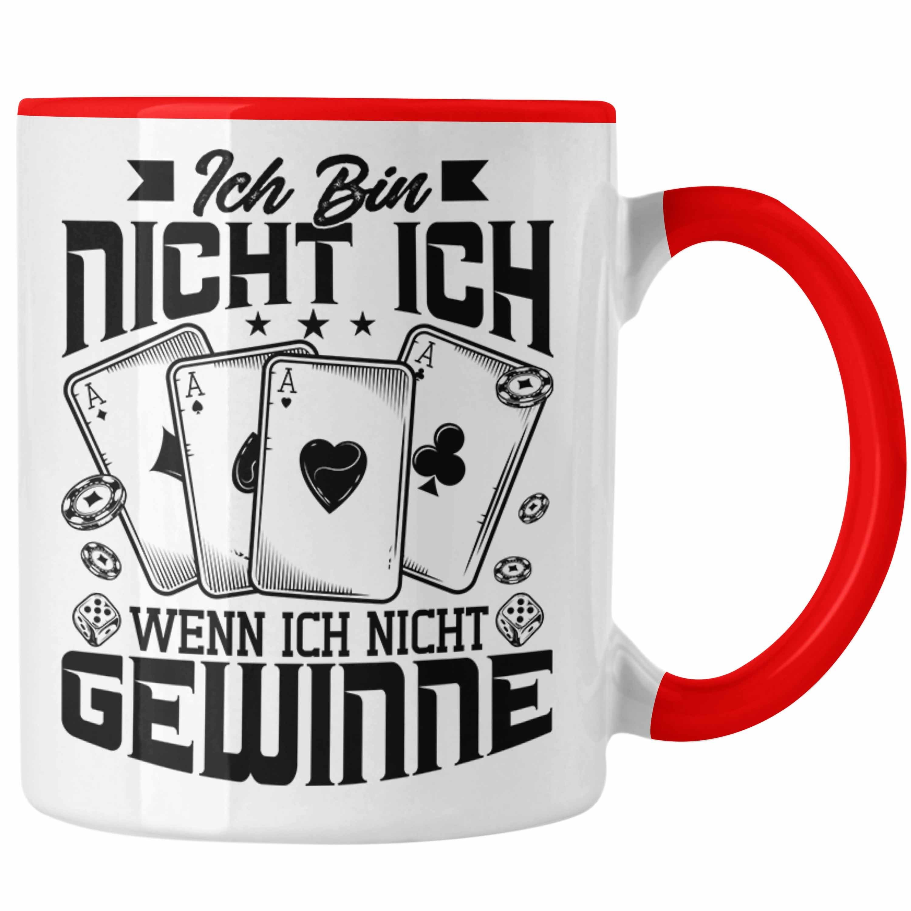 Pokern Tasse für Trendation - Kartenspiele Spruch Geschenk Pokerspieler Trendation Tasse Lustige Rot