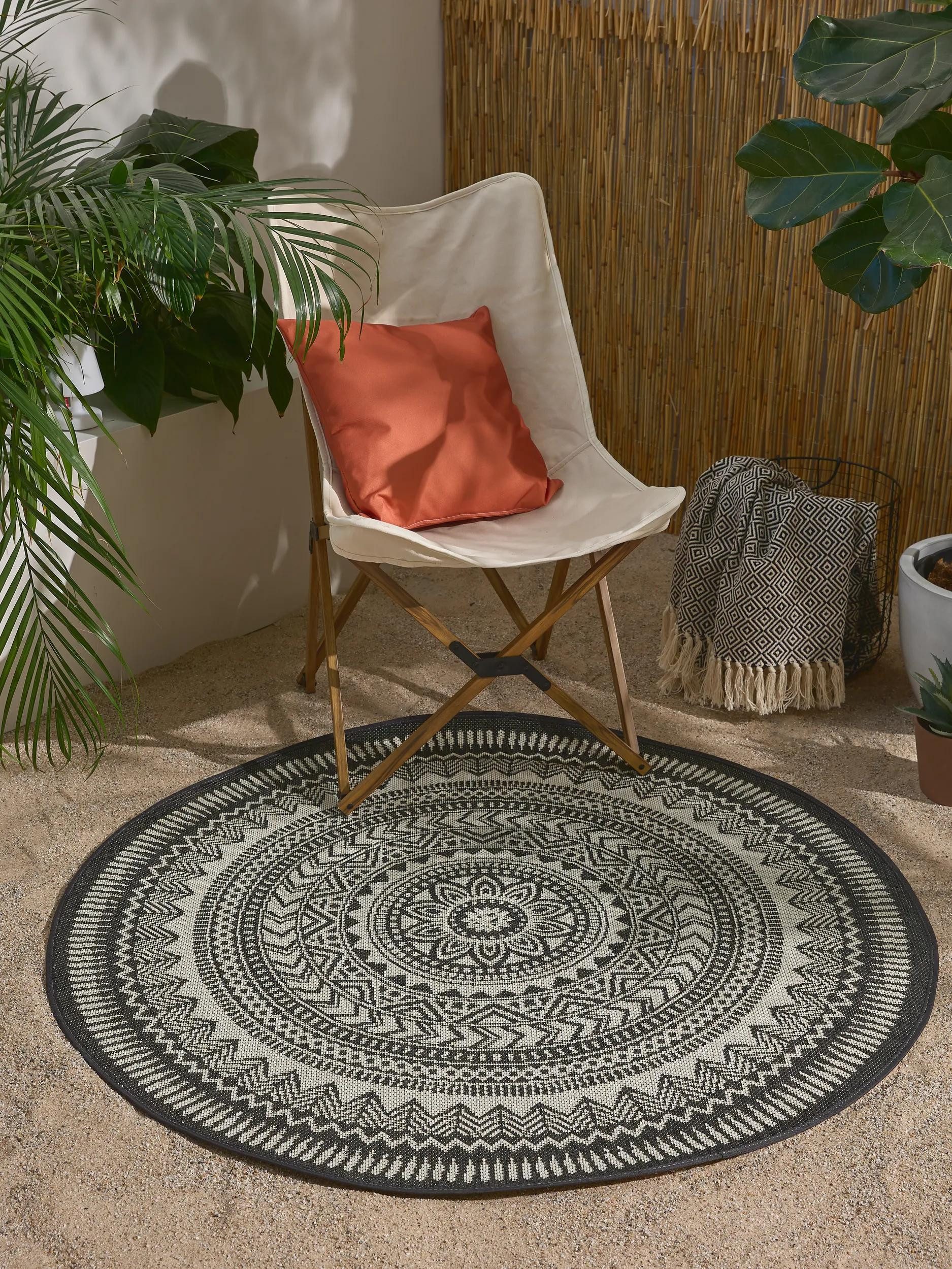 benuta Outdoorteppich Metro, rund, Höhe: 6 mm, In- & Outdoorteppich, Robust für Garten, Terrasse, Balkon, Küche