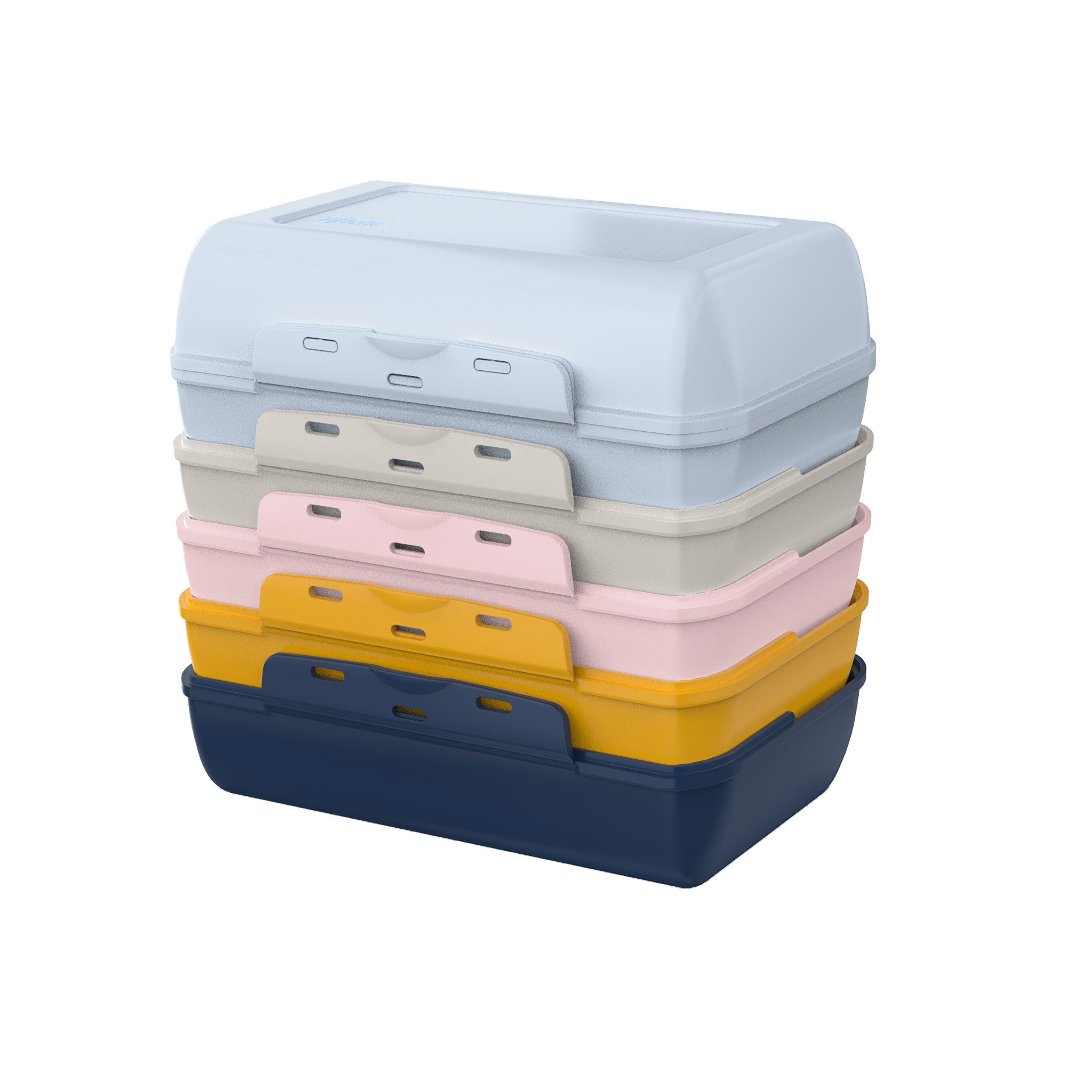 Emsa Lunchbox Variabolo, Polyprophylen (PP), (Set, 6-tlg), platzsparend, verschiedene Farbkombinationen, spülmaschinenfest