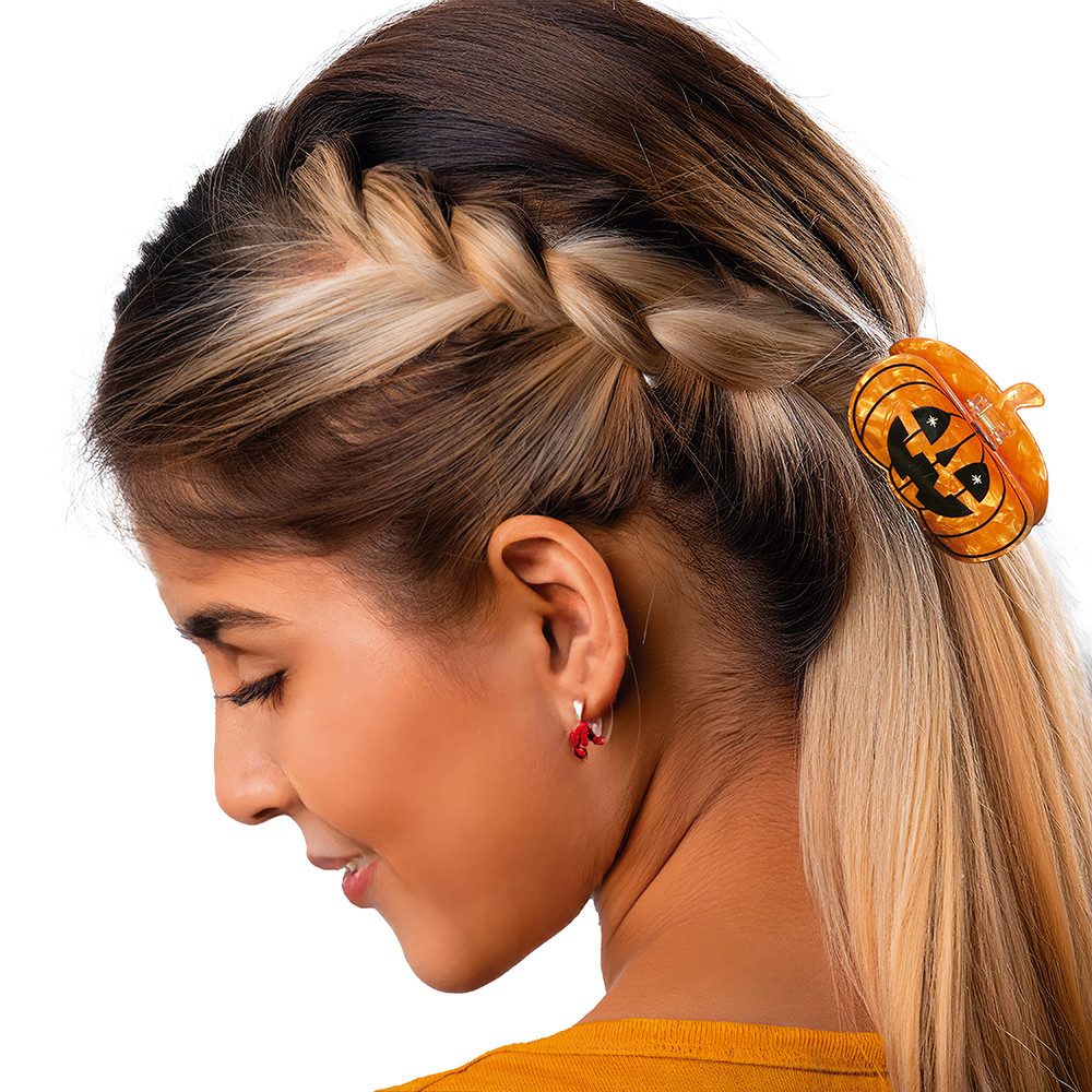 Fiestas Guirca Kostüm, Halloween Kürbis Haarclip Hexenhut Glamour Kürbis Friseur Accessoire