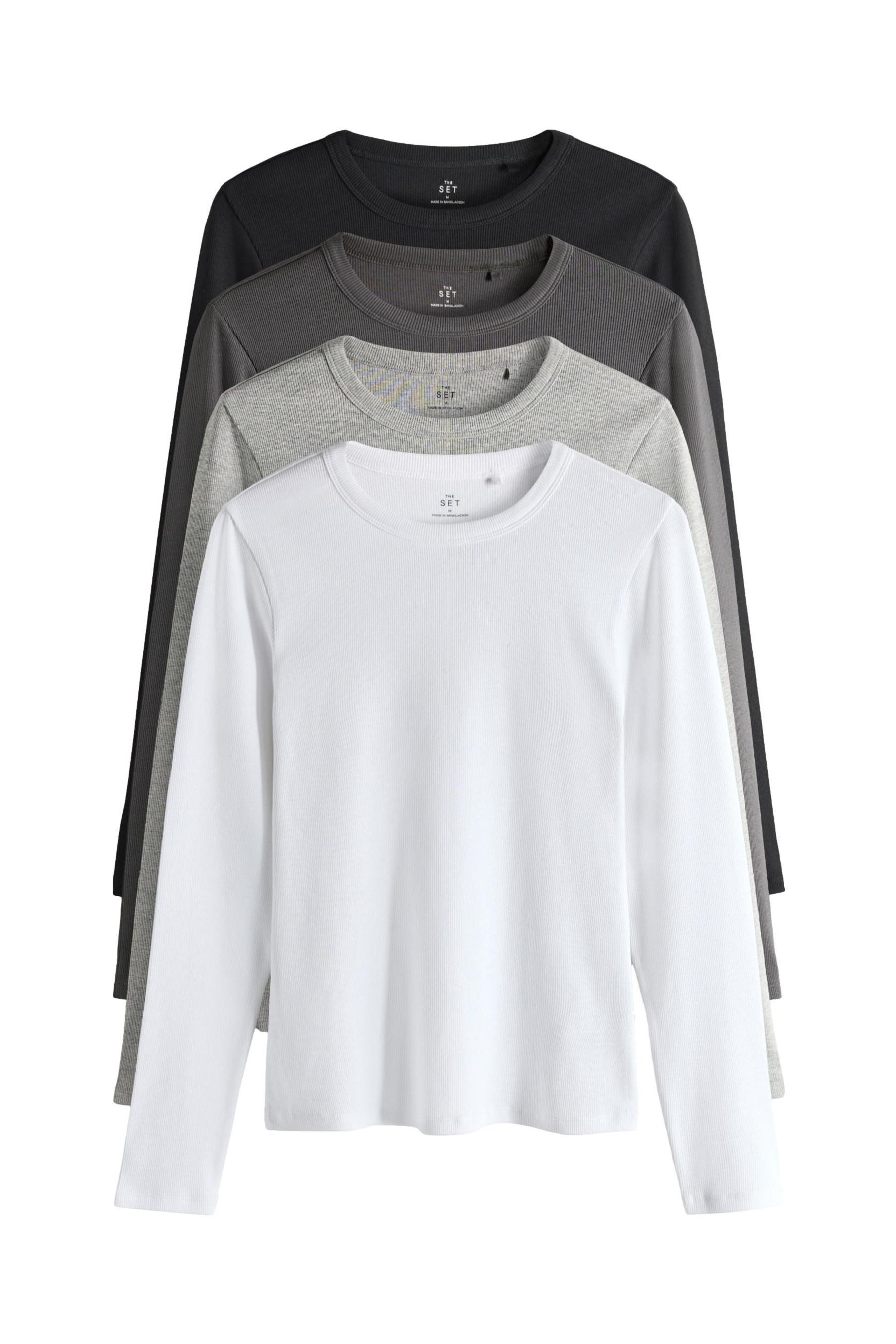 The Set Langarmshirt The Set Gerippte Langarmshirts, 4er-Pack (4-tlg) günstig online kaufen