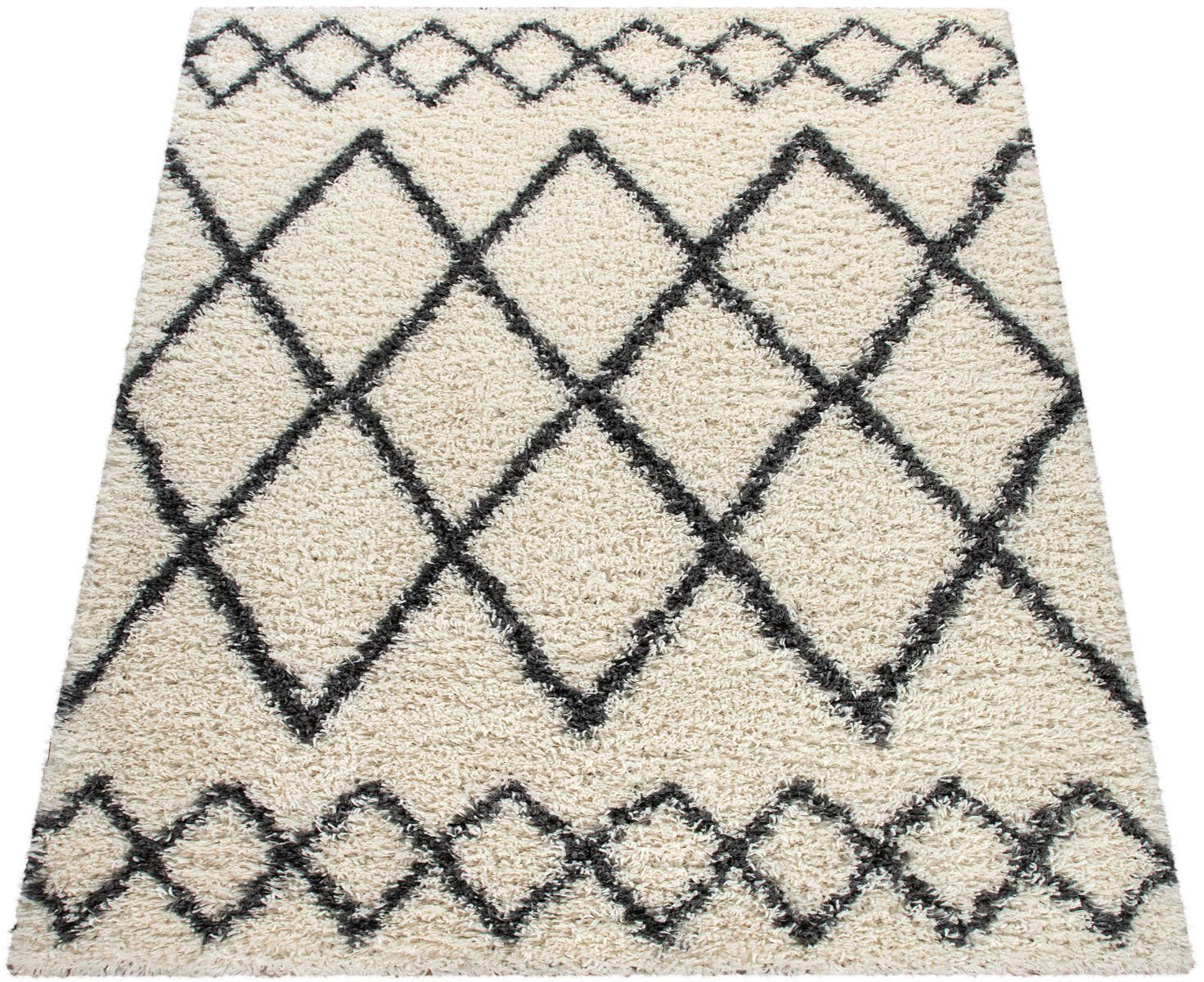 Hochflor-Teppich Kalmar 445, Paco Home, rechteckig, Höhe: 40 mm, Scandi  Design, Rauten Muster, weich & kuschelig