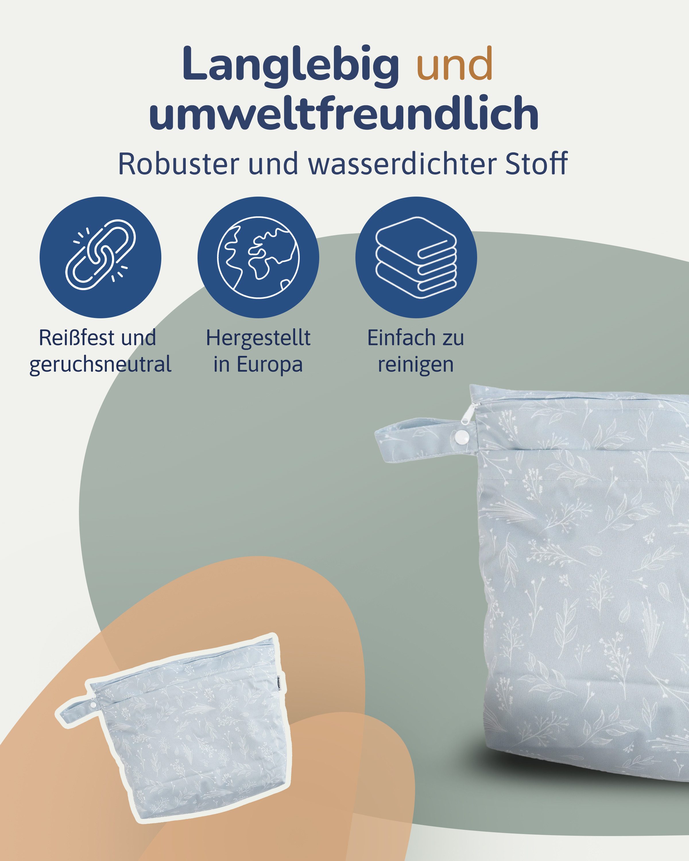 Hinzling Windeltasche Wetbag Duo – 2 in 1 Nasstasche für saubere und dreckige Stoffwindeln