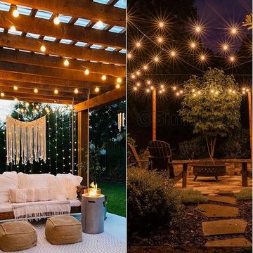yozhiqu Lichterkette LED-Fee Lichterketten Outdoor, 30m mit 50+2 warmweißen G40 Glühbirnen, wasserdichte Innen-/Außenlichterketten für Garten,Terrasse, Hochzeiten