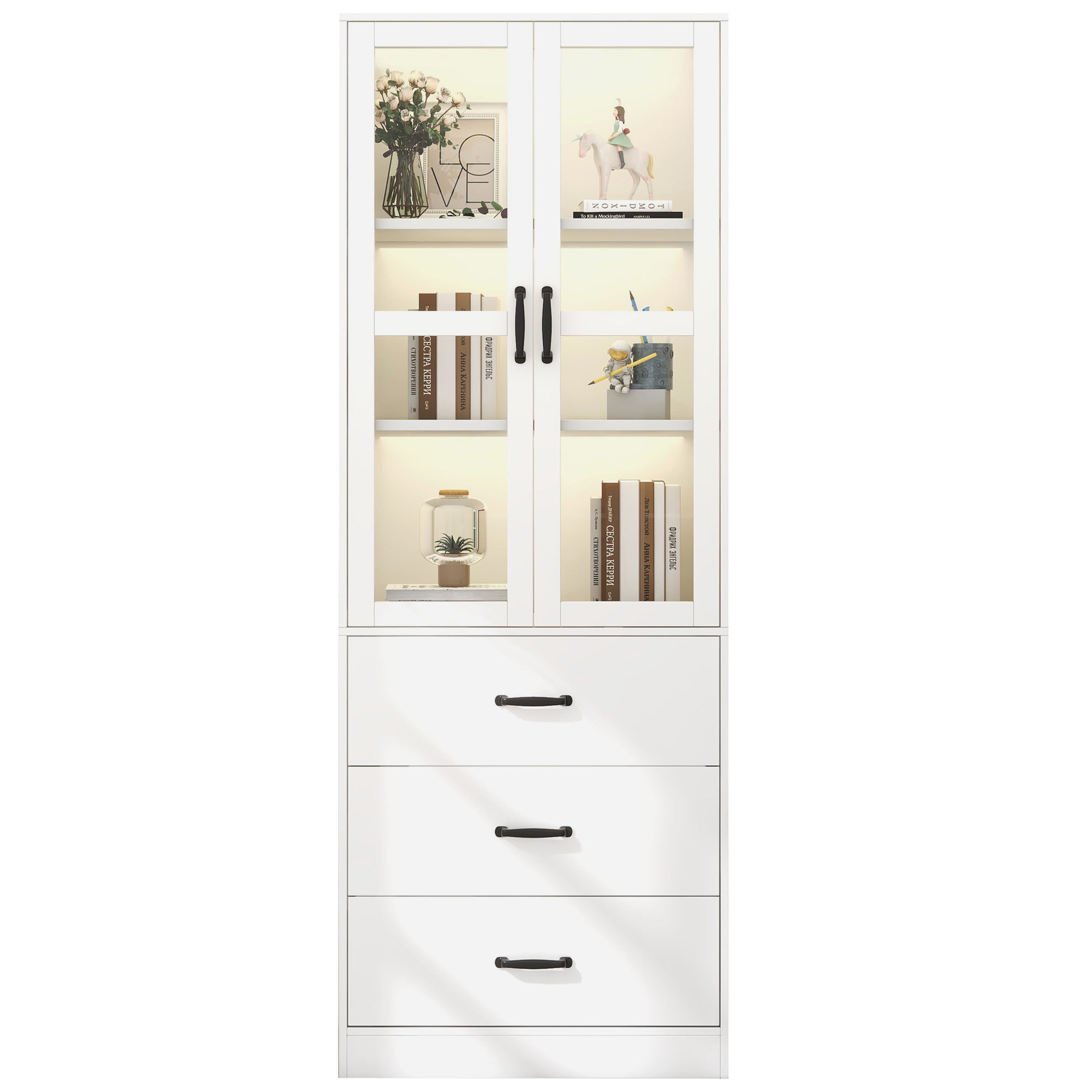 BlingBin Vitrine Hochschrank Standvitrine mit LED-Licht, günstig online kaufen