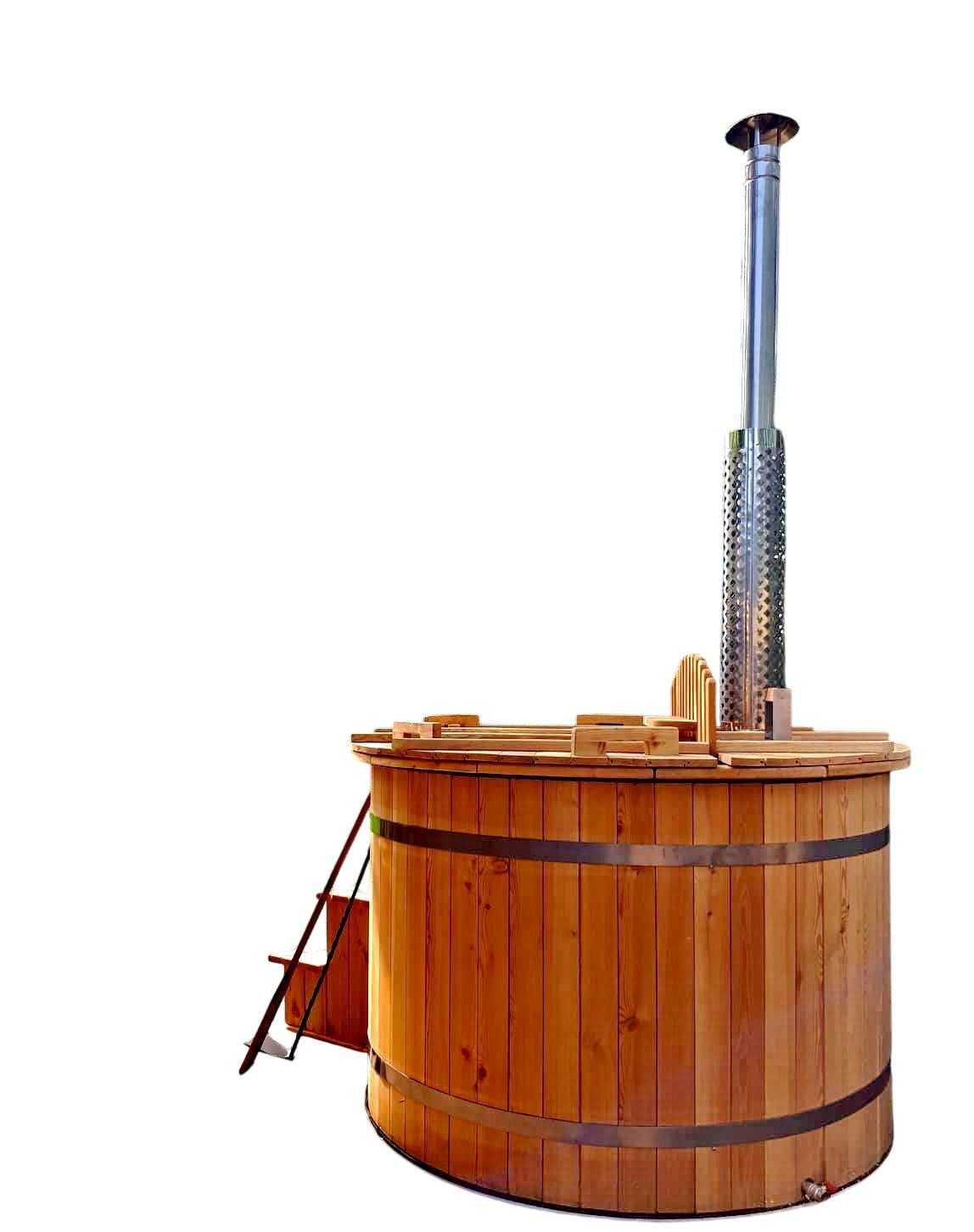 JVmoebel Whirlpool Whirlpool Badefass Holz Gartenpool Thermoholz Transparent Ofen, Made in Europe