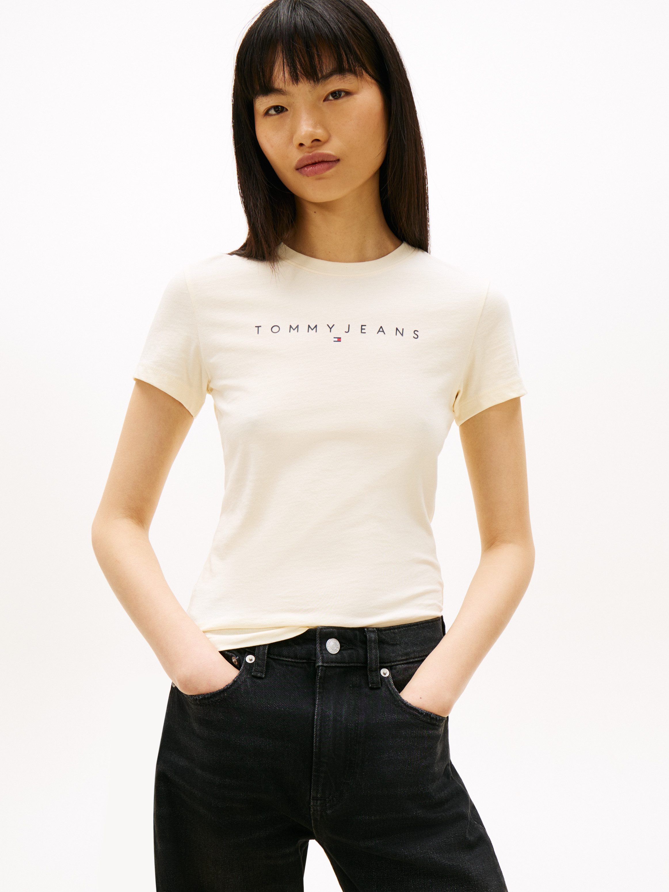 Tommy Jeans Kurzarmshirt TJW SLIM LINEAR TEE EXT mit Logo-Schriftzug
